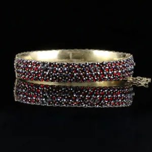 Antique Victorian Garnet Bangle Circa 1880 Bohemian Garnets