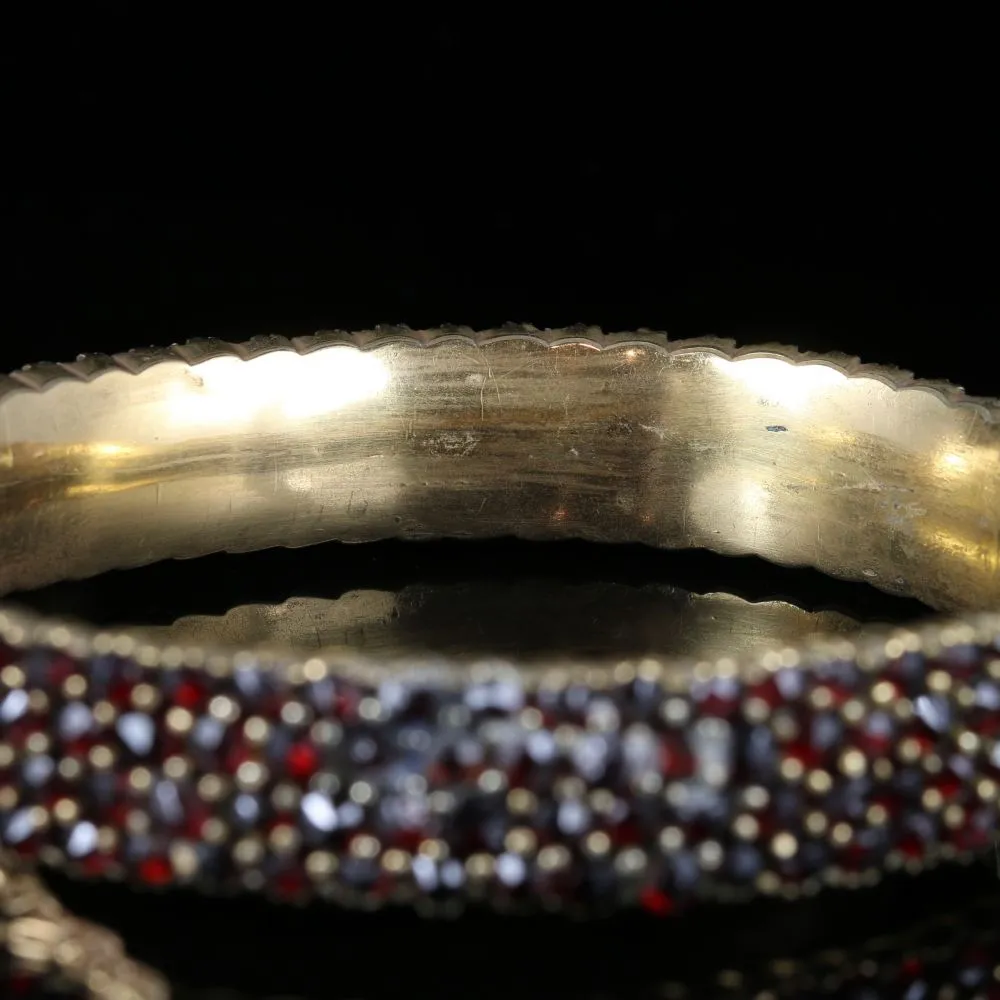 Antique Victorian Garnet Bangle Circa 1880 Bohemian Garnets
