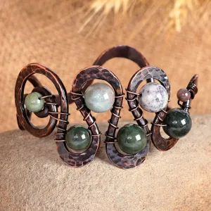 Antiqued-Finished Jade and Copper Cuff Bracelet - Sevan's Vitality | NOVICA