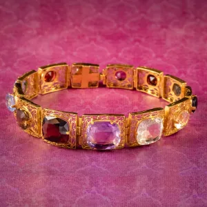 Art Deco Gemstone Bracelet Silver 18ct Gold Gilt Circa 1920