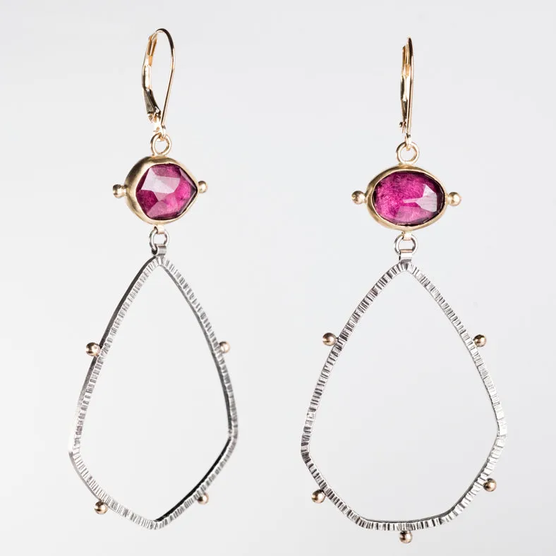 Astraea Rhodolite Garnet Earrings in 18k, 14k Gold & Silver