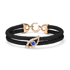 B487 Rose Gold Sapphire Evil Eye White Diamond Diamonds