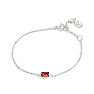 Baguette Mini Bracelet, Garnet, Silver