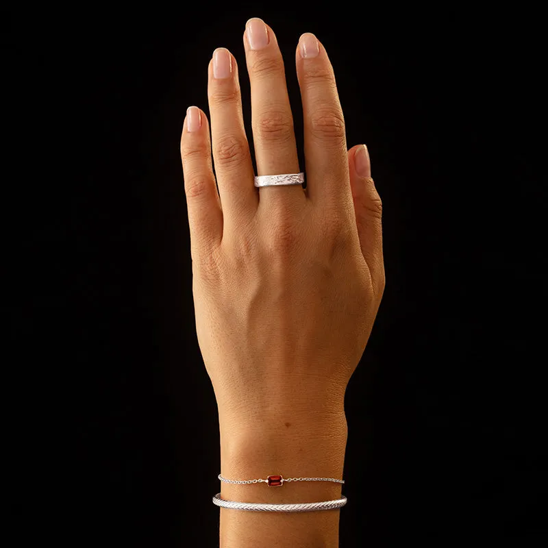 Baguette Mini Bracelet, Garnet, Silver