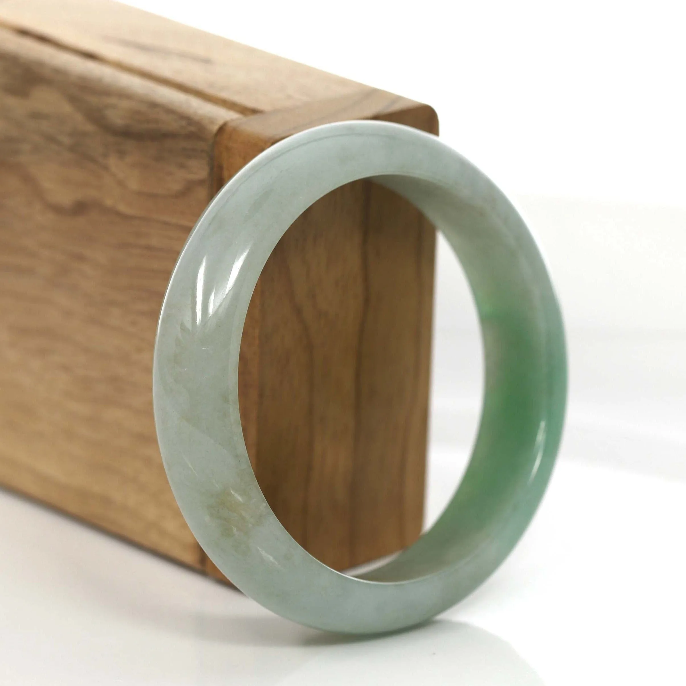 Baikalla Classic Forest Green Natural Burmese Jadeite Jade Bangle (55.56 mm) #754