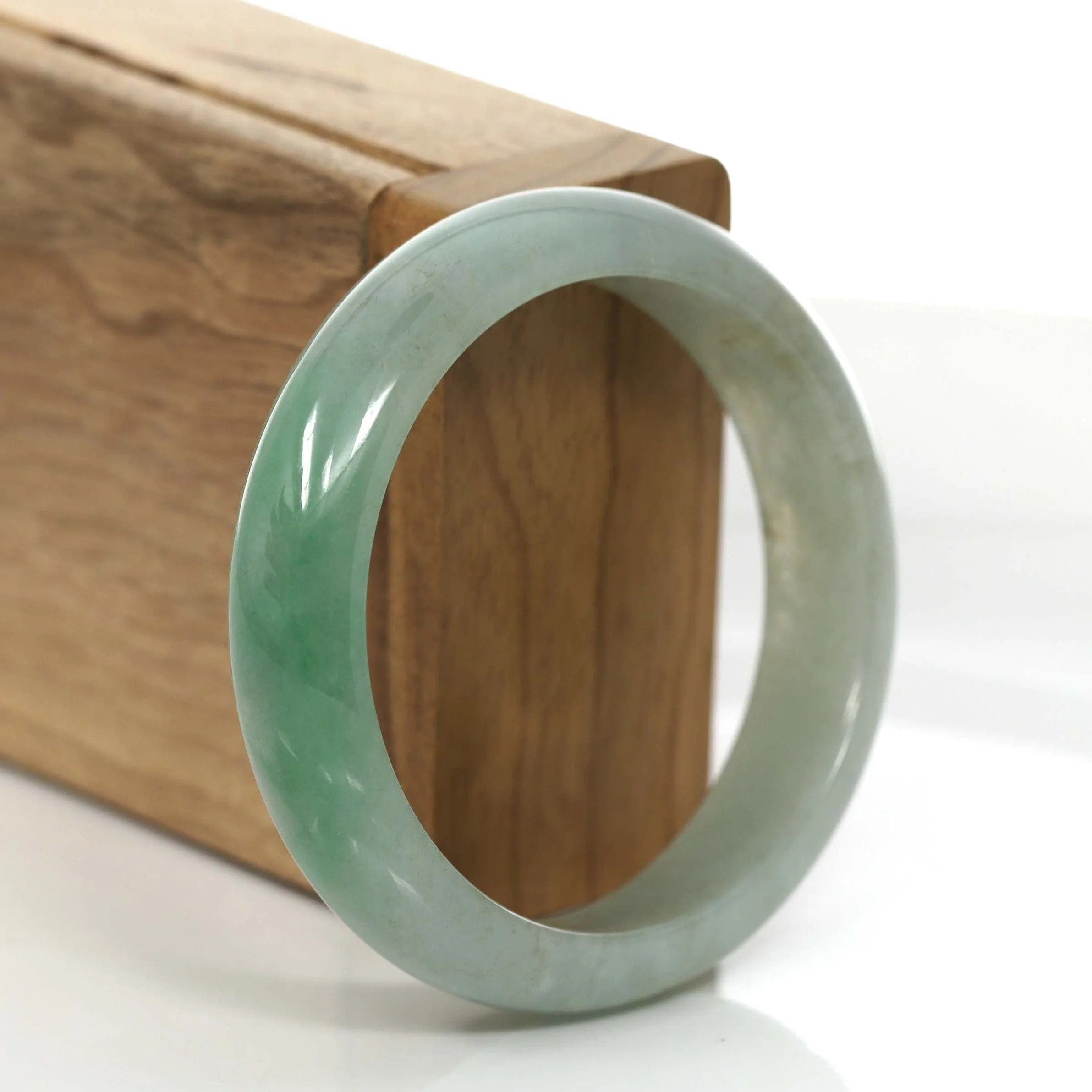 Baikalla Classic Forest Green Natural Burmese Jadeite Jade Bangle (55.56 mm) #754