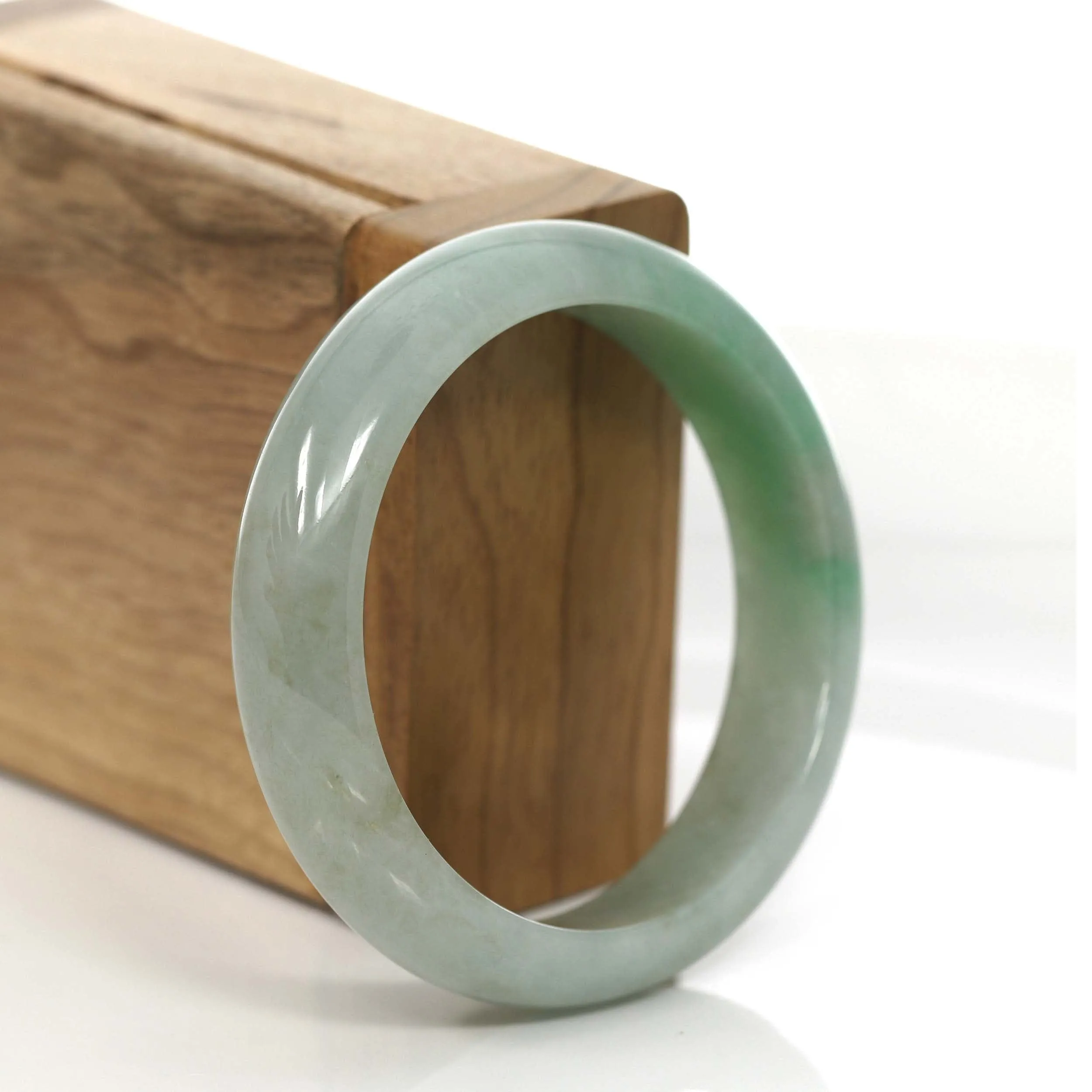 Baikalla Classic Forest Green Natural Burmese Jadeite Jade Bangle (55.56 mm) #754