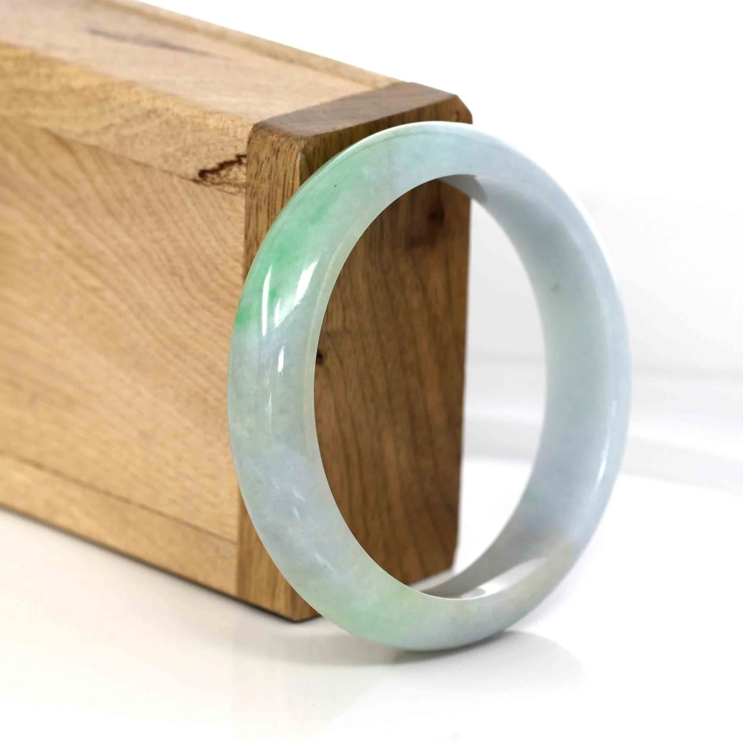 Baikalla Classic Lavender& Yellow- Green Natural Burmese Jadeite Jade Bangle (54.91 mm ) #322