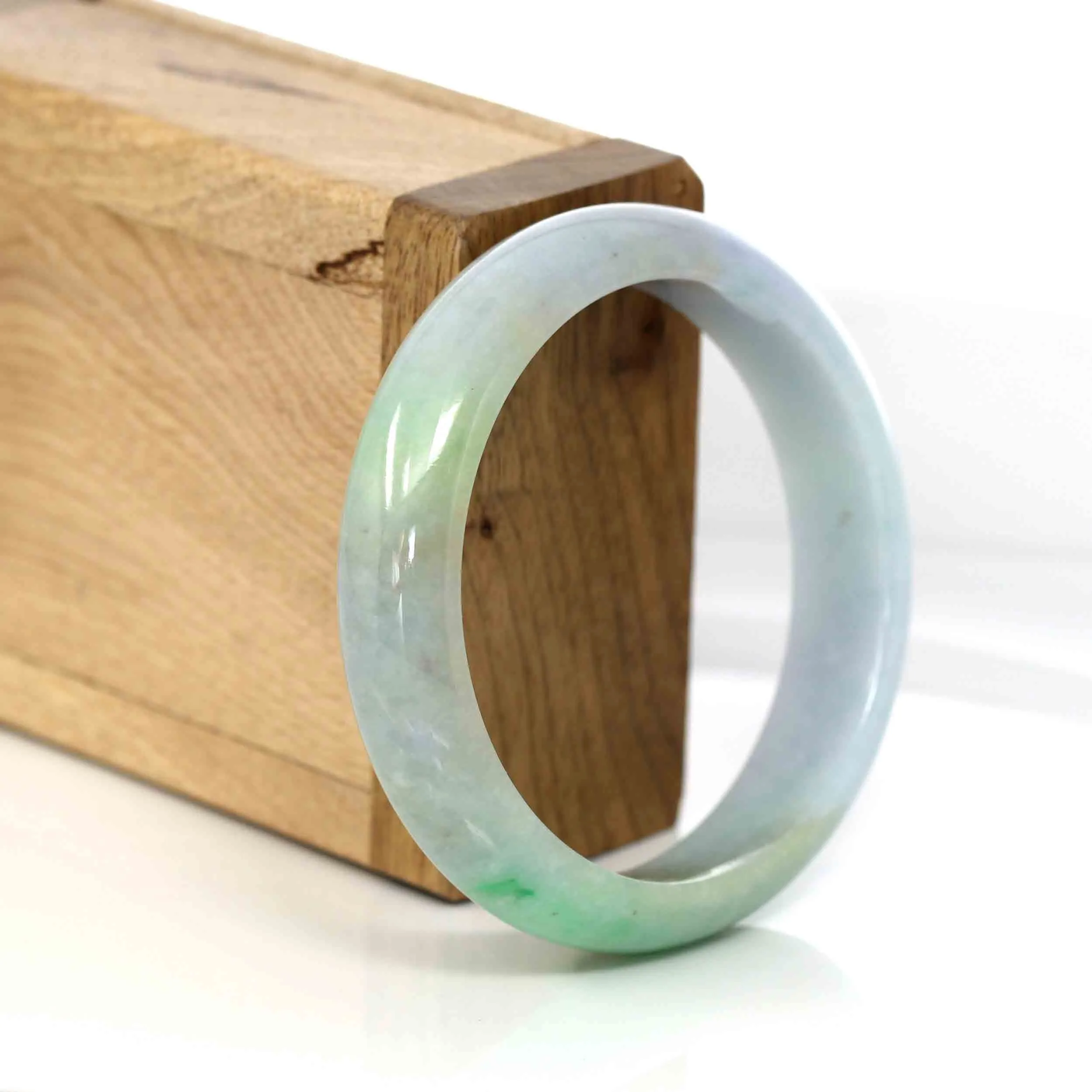 Baikalla Classic Lavender& Yellow- Green Natural Burmese Jadeite Jade Bangle (54.91 mm ) #322