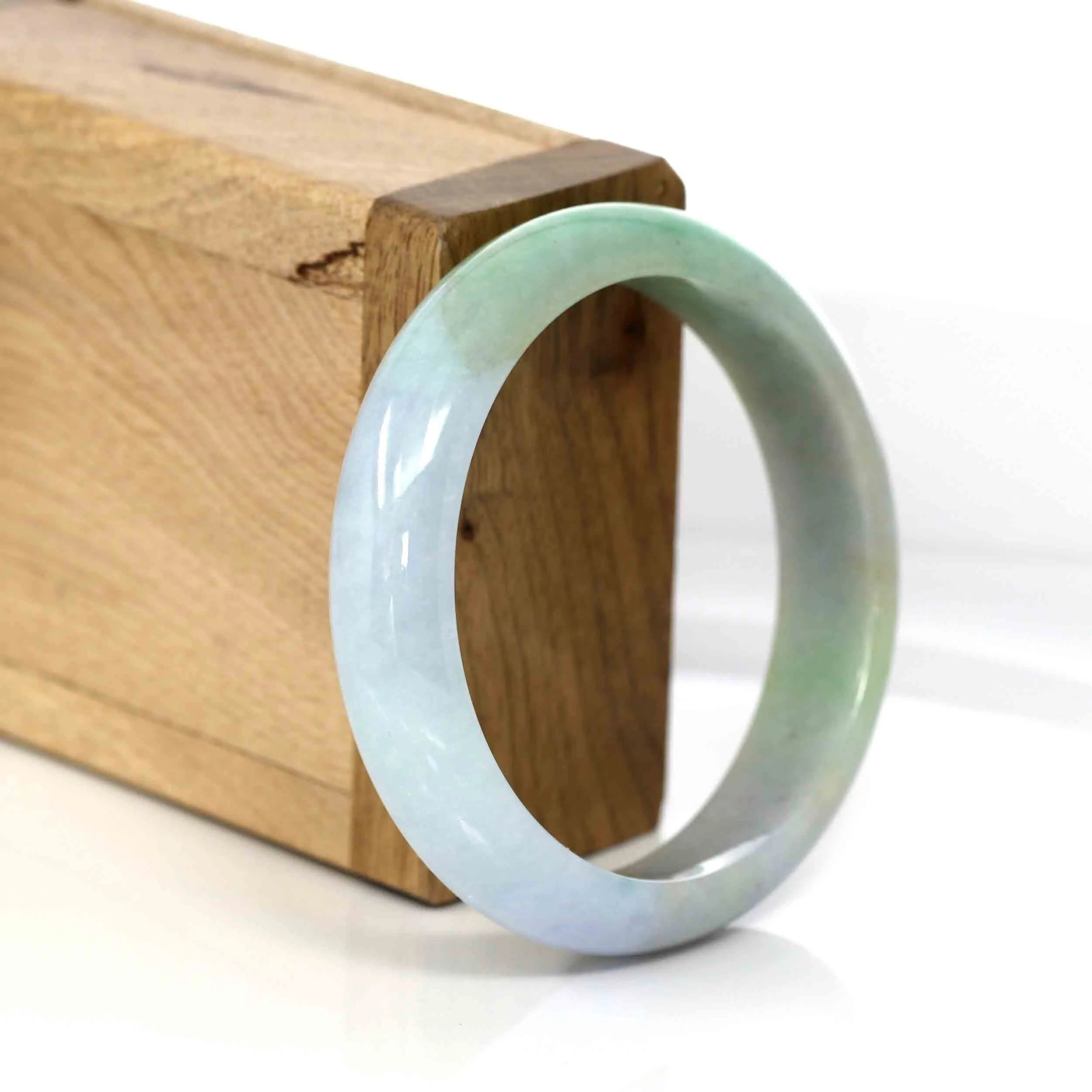 Baikalla Classic Lavender& Yellow- Green Natural Burmese Jadeite Jade Bangle (54.91 mm ) #322
