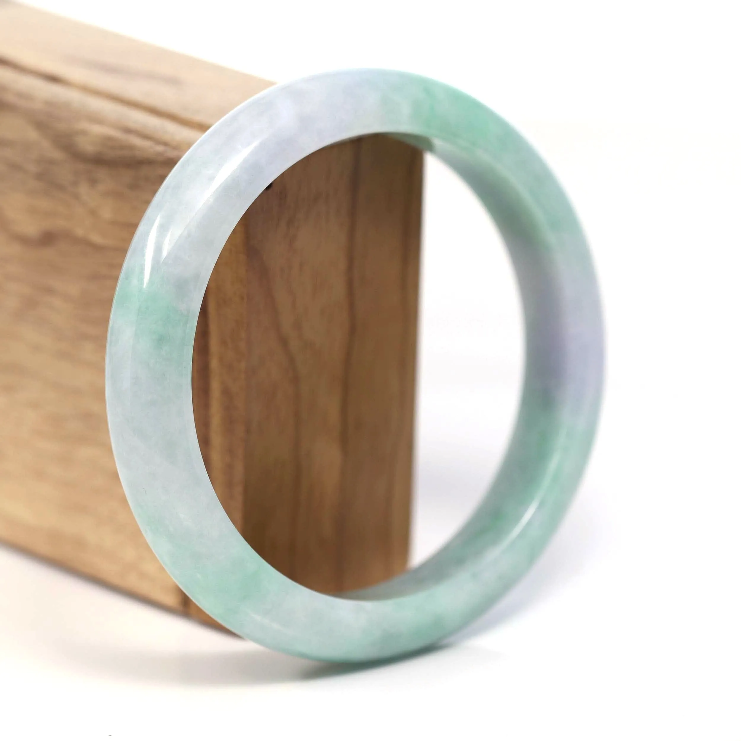Baikalla Genuine Lavender & Green Burmese Jadeite Jade Bangle Bracelet (62.20mm) #T202