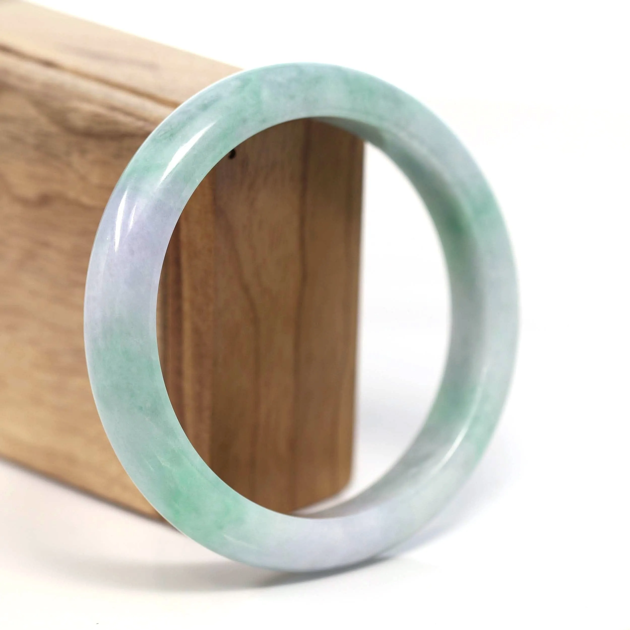 Baikalla Genuine Lavender & Green Burmese Jadeite Jade Bangle Bracelet (62.20mm) #T202