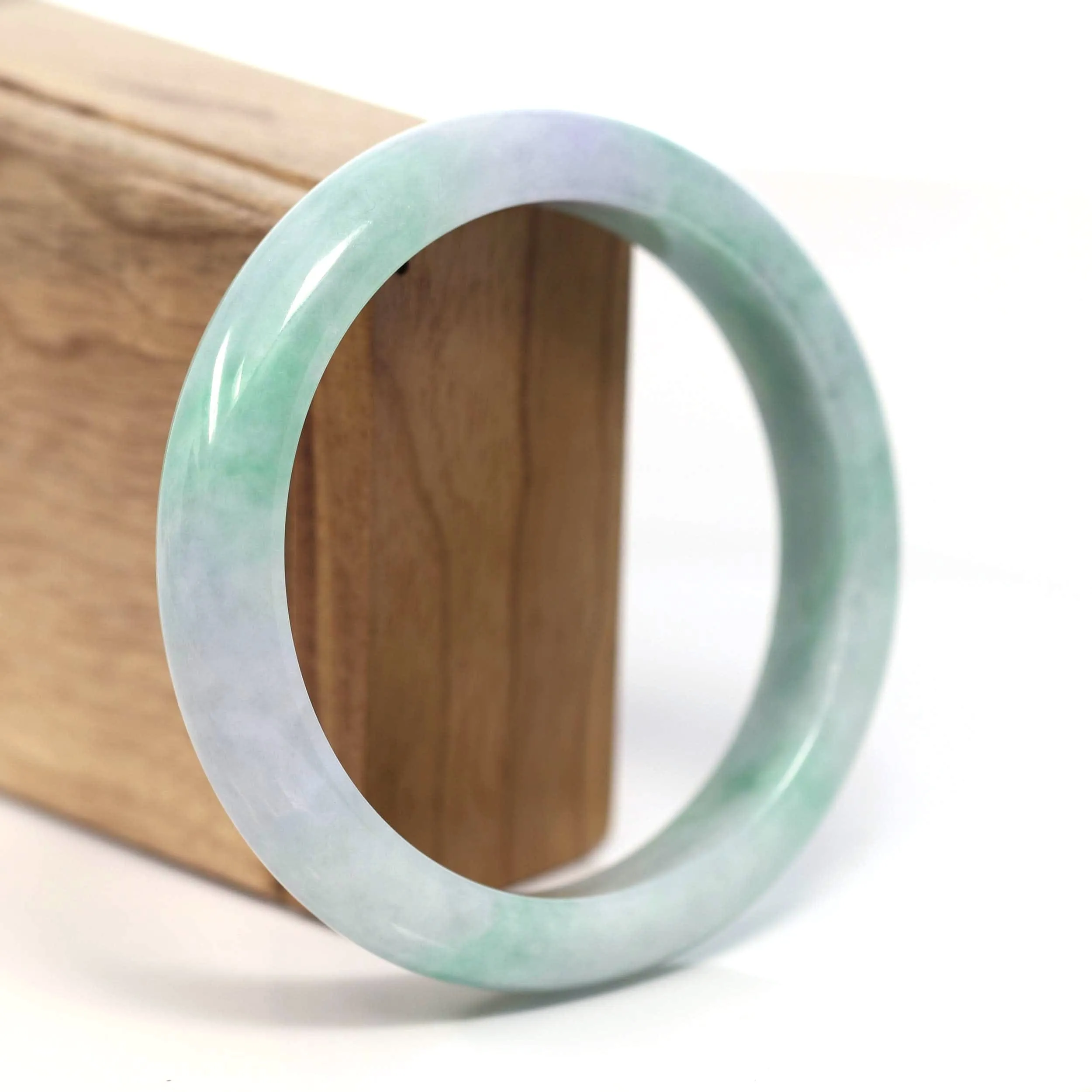 Baikalla Genuine Lavender & Green Burmese Jadeite Jade Bangle Bracelet (62.20mm) #T202