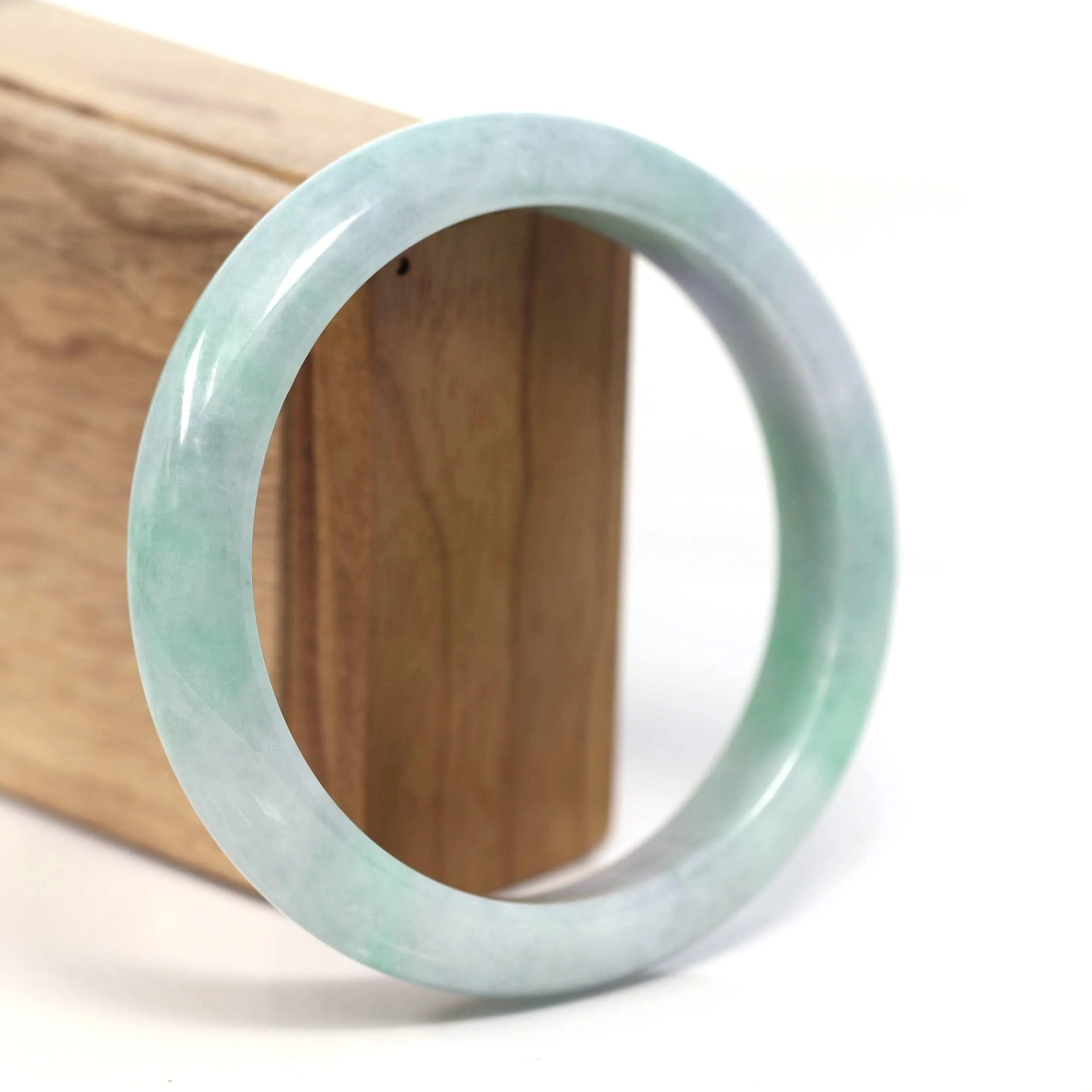 Baikalla Genuine Lavender & Green Burmese Jadeite Jade Bangle Bracelet (62.20mm) #T202