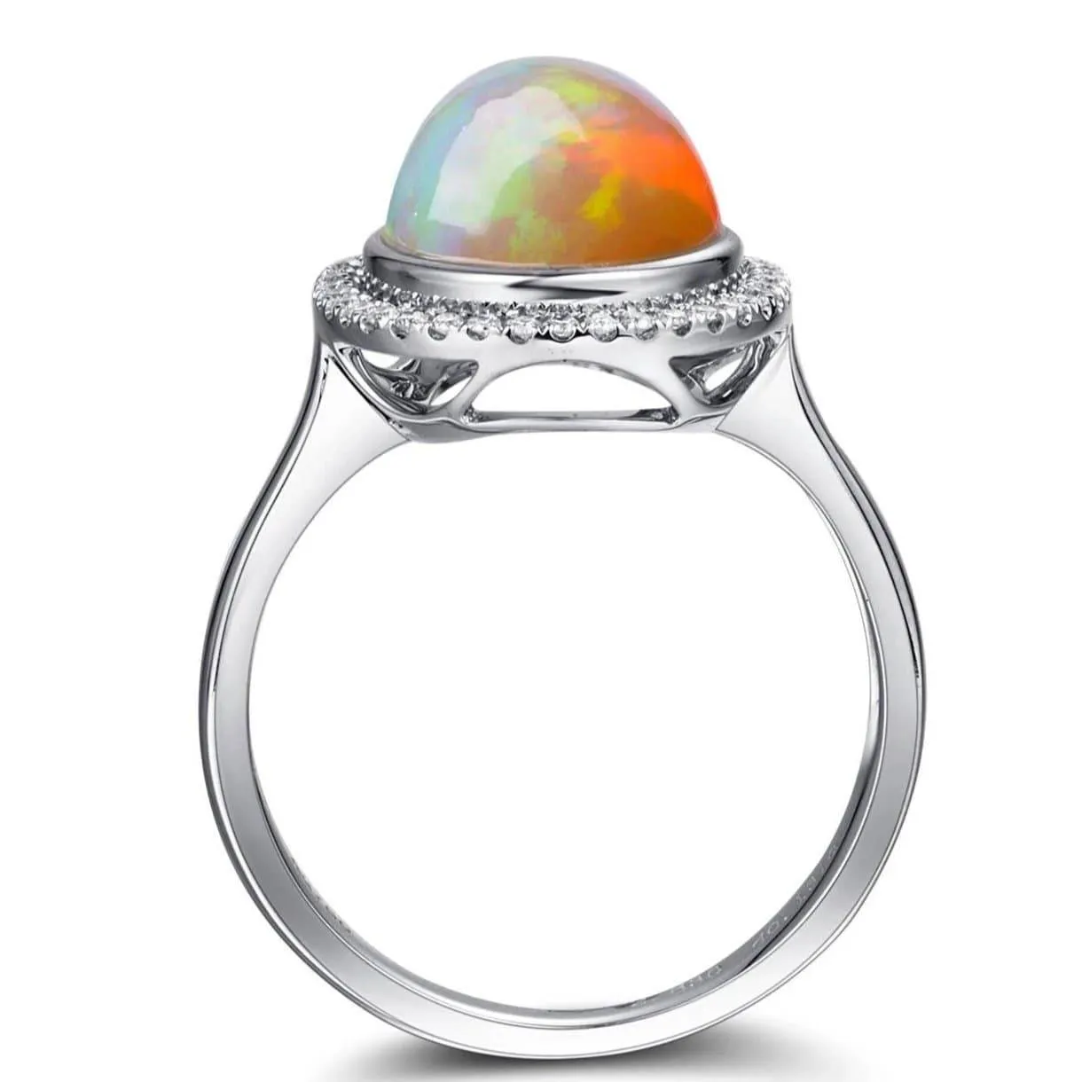 Baikalla™ "Alice" 18k Gold Oval Ethiopian Opal Ring w/Diamonds