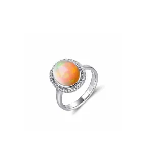 Baikalla™ "Alice" 18k Gold Oval Ethiopian Opal Ring w/Diamonds