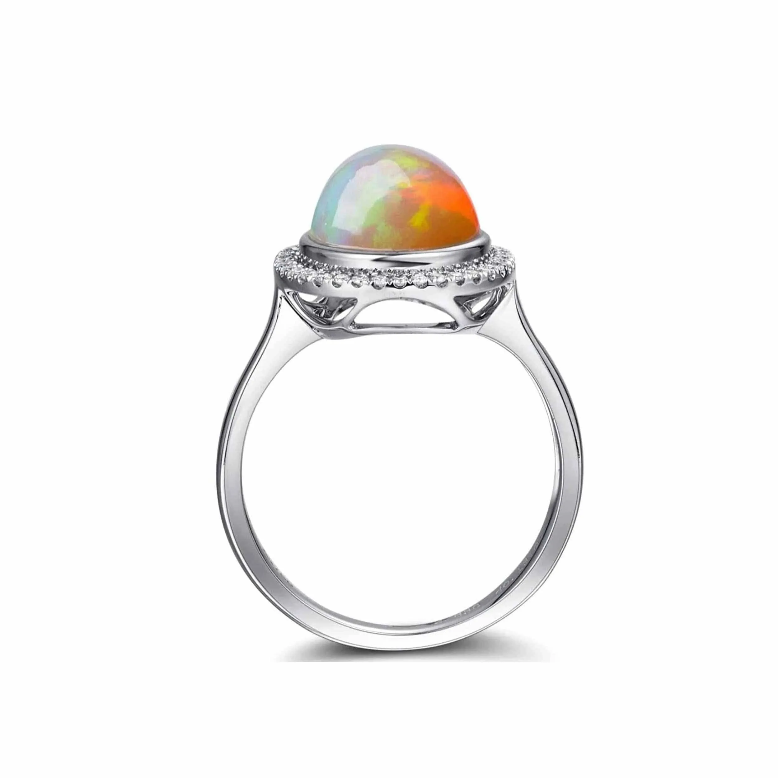 Baikalla™ "Alice" 18k Gold Oval Ethiopian Opal Ring w/Diamonds