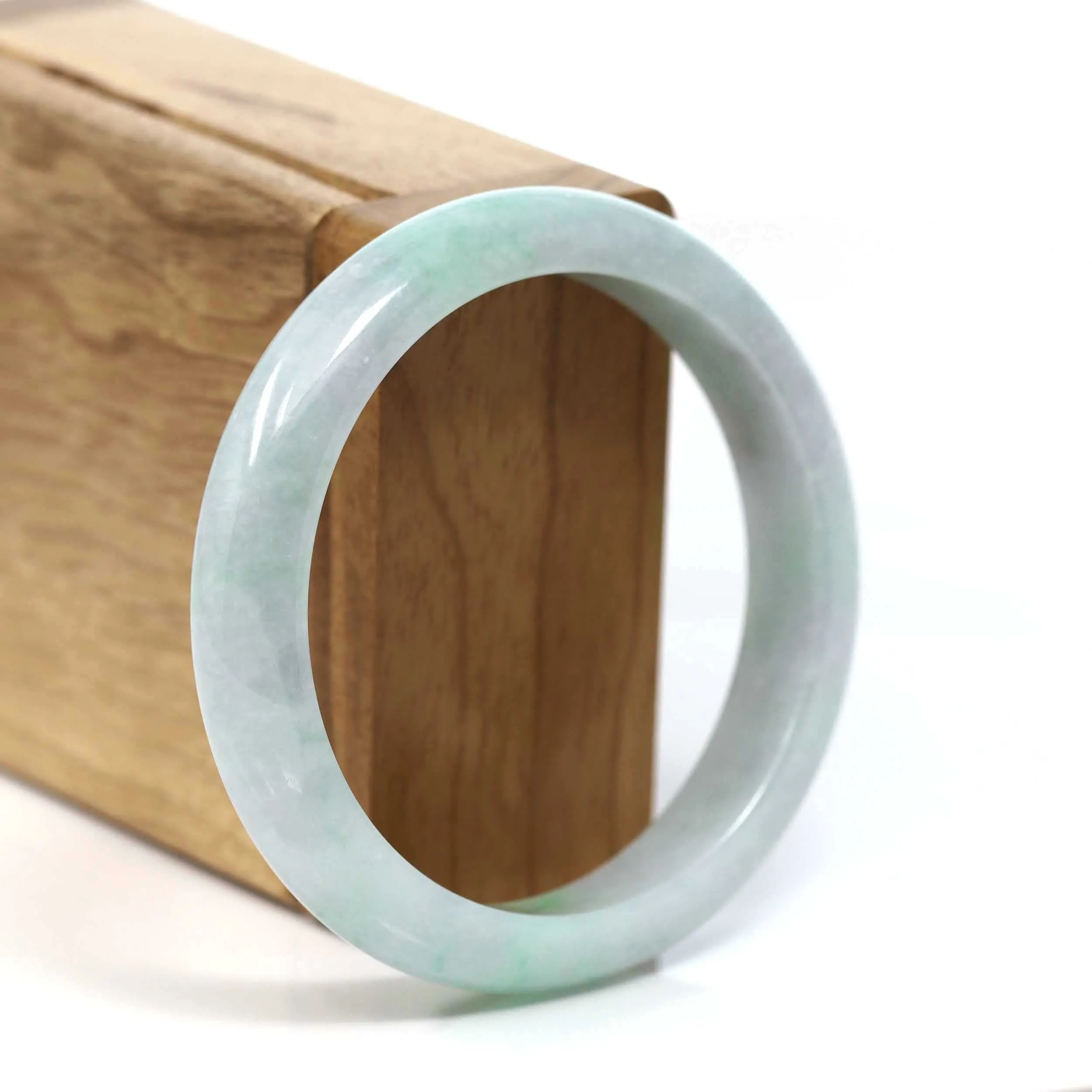Baikalla™ "Classic Bangle" Genuine Burmese Green Jadeite Jade Bangle Bracelet (57.04 mm) #T200