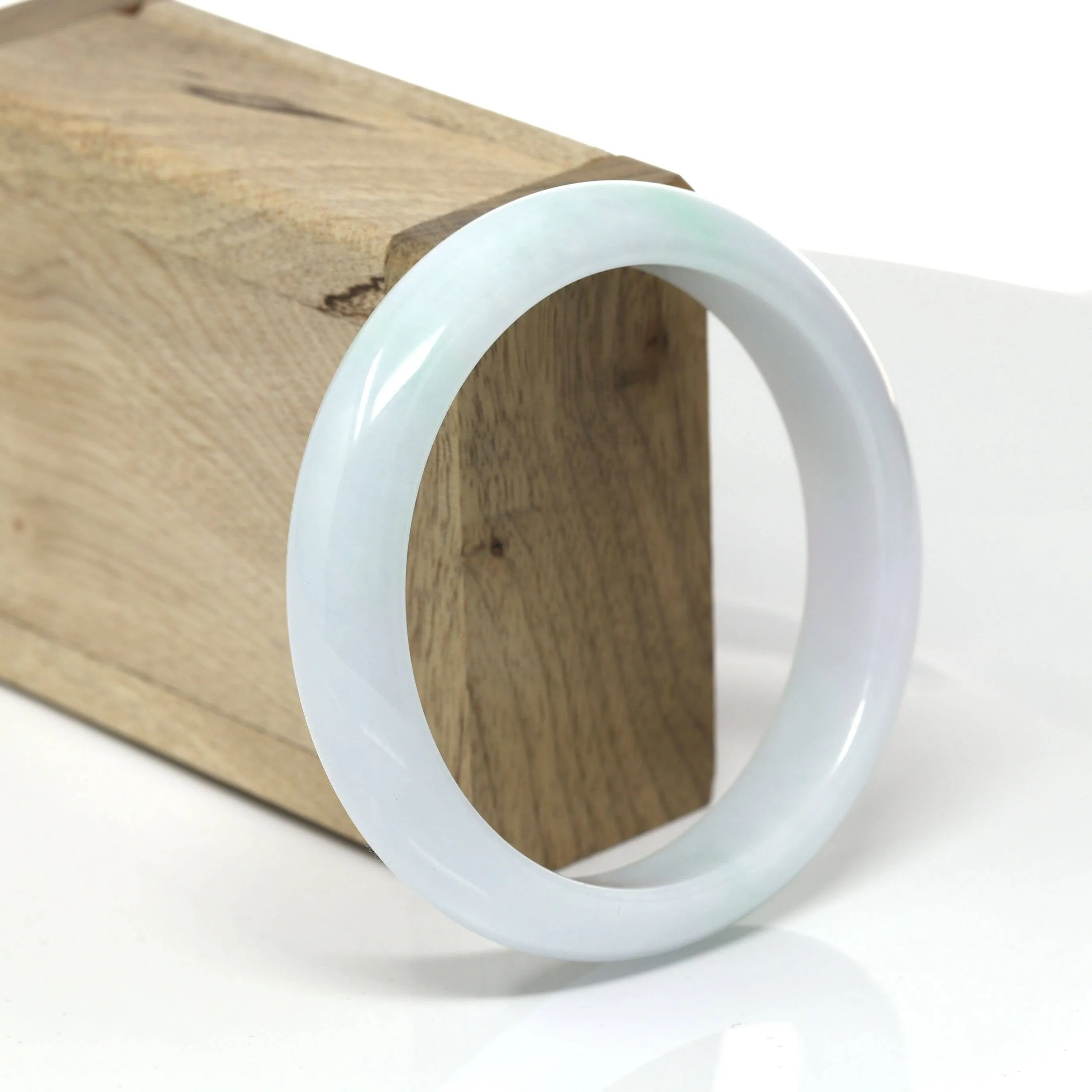 Baikalla™ "Classic Bangle" Genuine Burmese Green Jadeite Jade Bangle Bracelet (59mm) #517