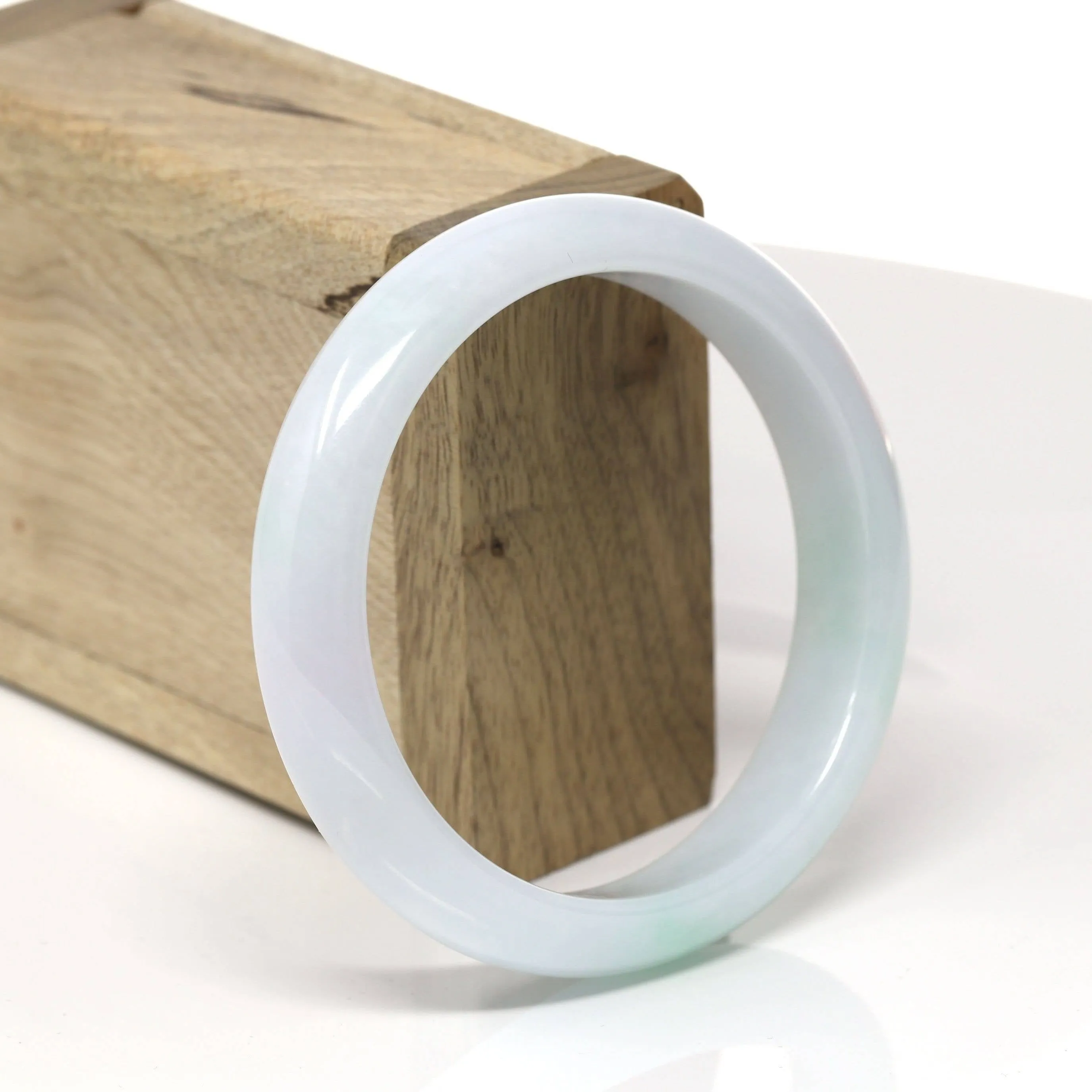 Baikalla™ "Classic Bangle" Genuine Burmese Green Jadeite Jade Bangle Bracelet (59mm) #517
