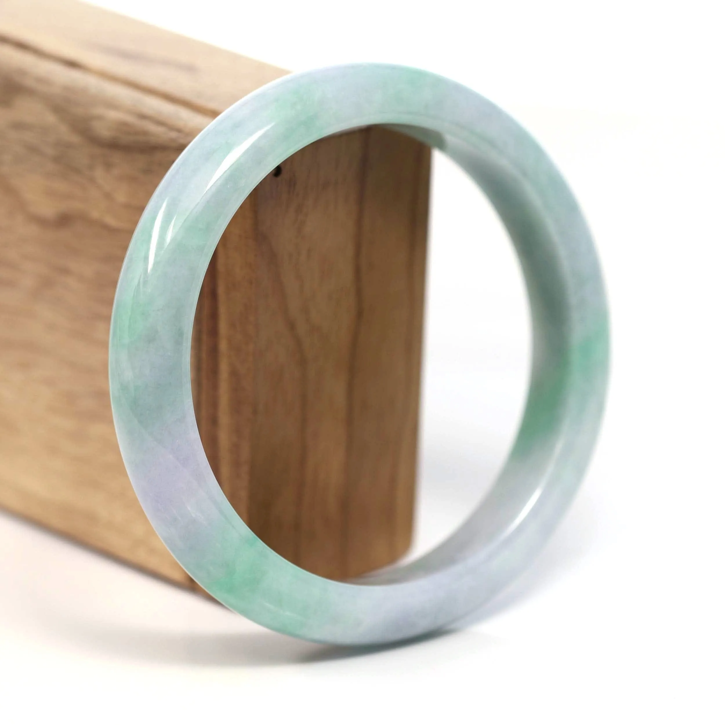 Baikalla™ "Classic Bangle" Genuine Burmese Green Lavender Jadeite Jade Bangle Bracelet (62.65mm) #T207