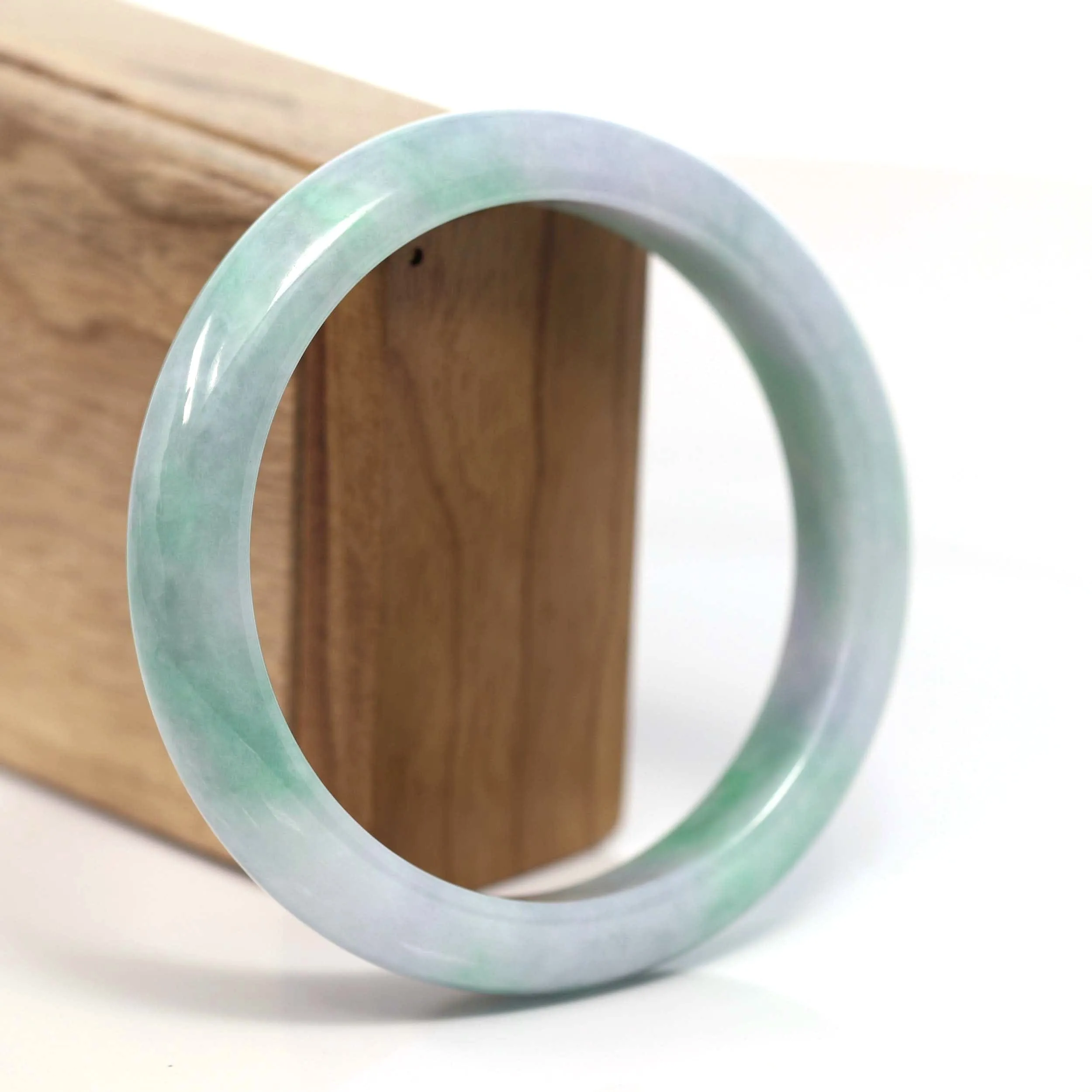Baikalla™ "Classic Bangle" Genuine Burmese Green Lavender Jadeite Jade Bangle Bracelet (62.65mm) #T207