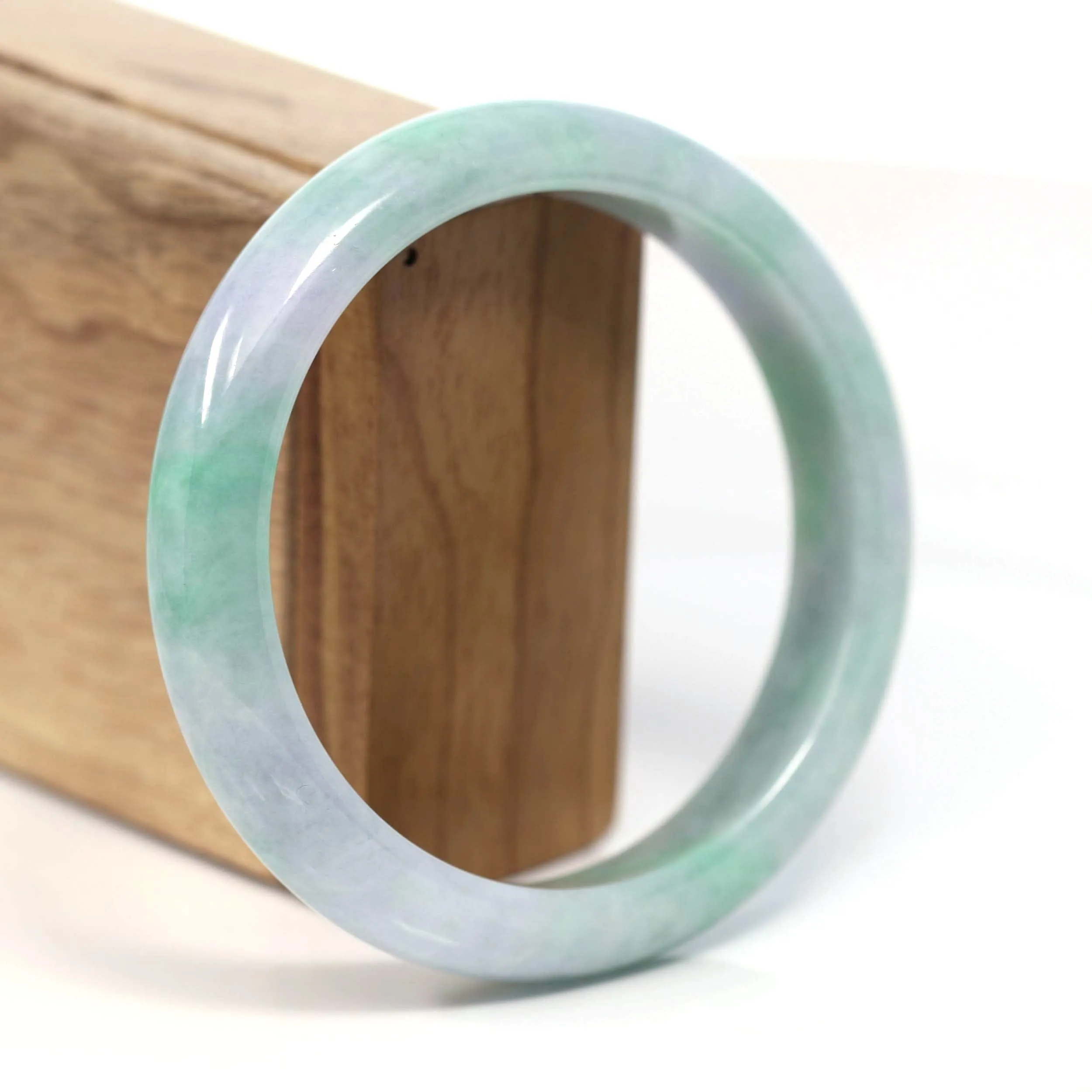 Baikalla™ "Classic Bangle" Genuine Burmese Green Lavender Jadeite Jade Bangle Bracelet (62.65mm) #T207