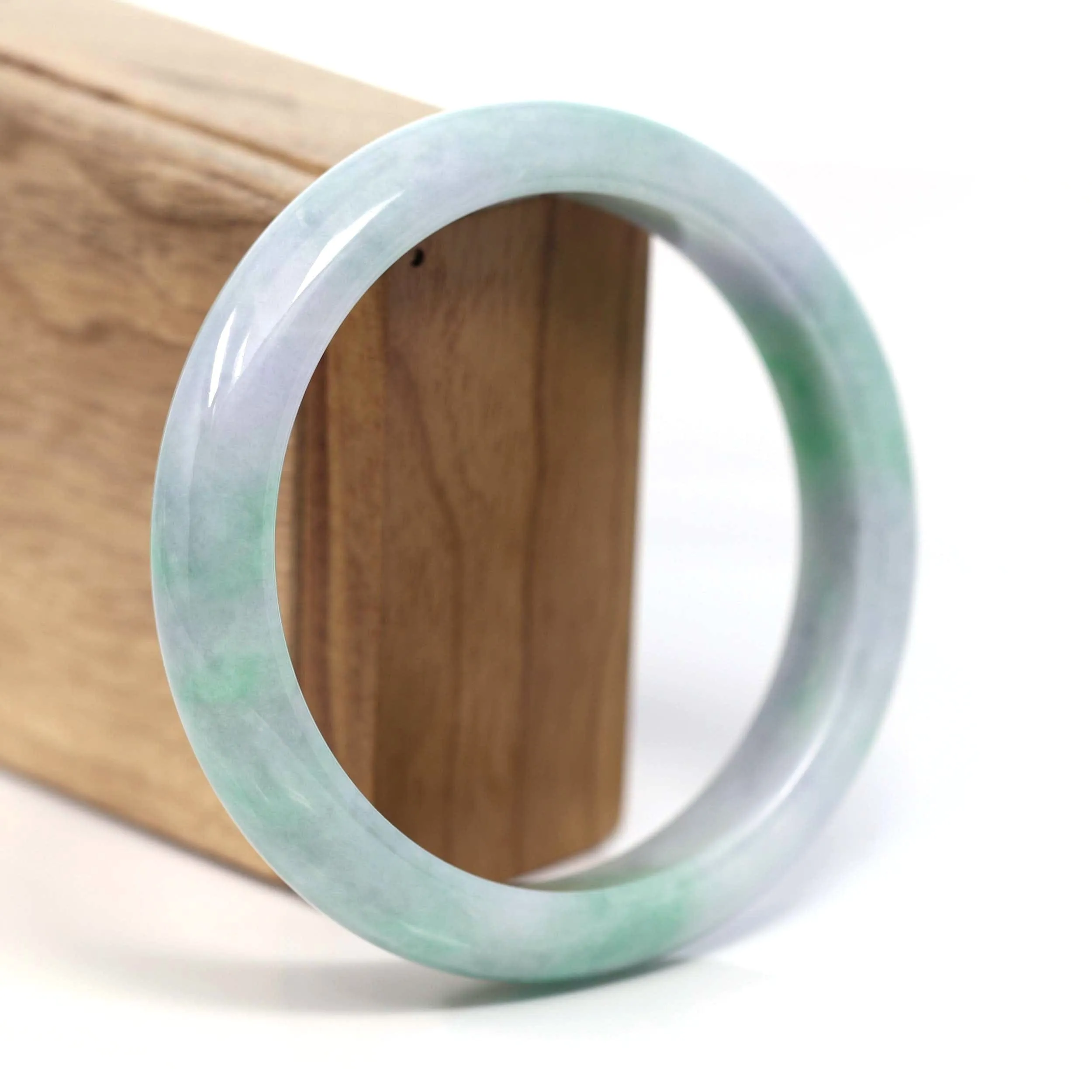 Baikalla™ "Classic Bangle" Genuine Burmese Green Lavender Jadeite Jade Bangle Bracelet (62.65mm) #T207
