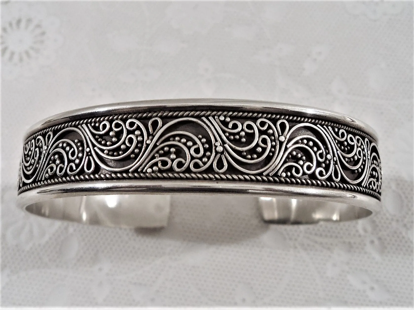 Bali Style Sterling Silver Cuff Bracelet