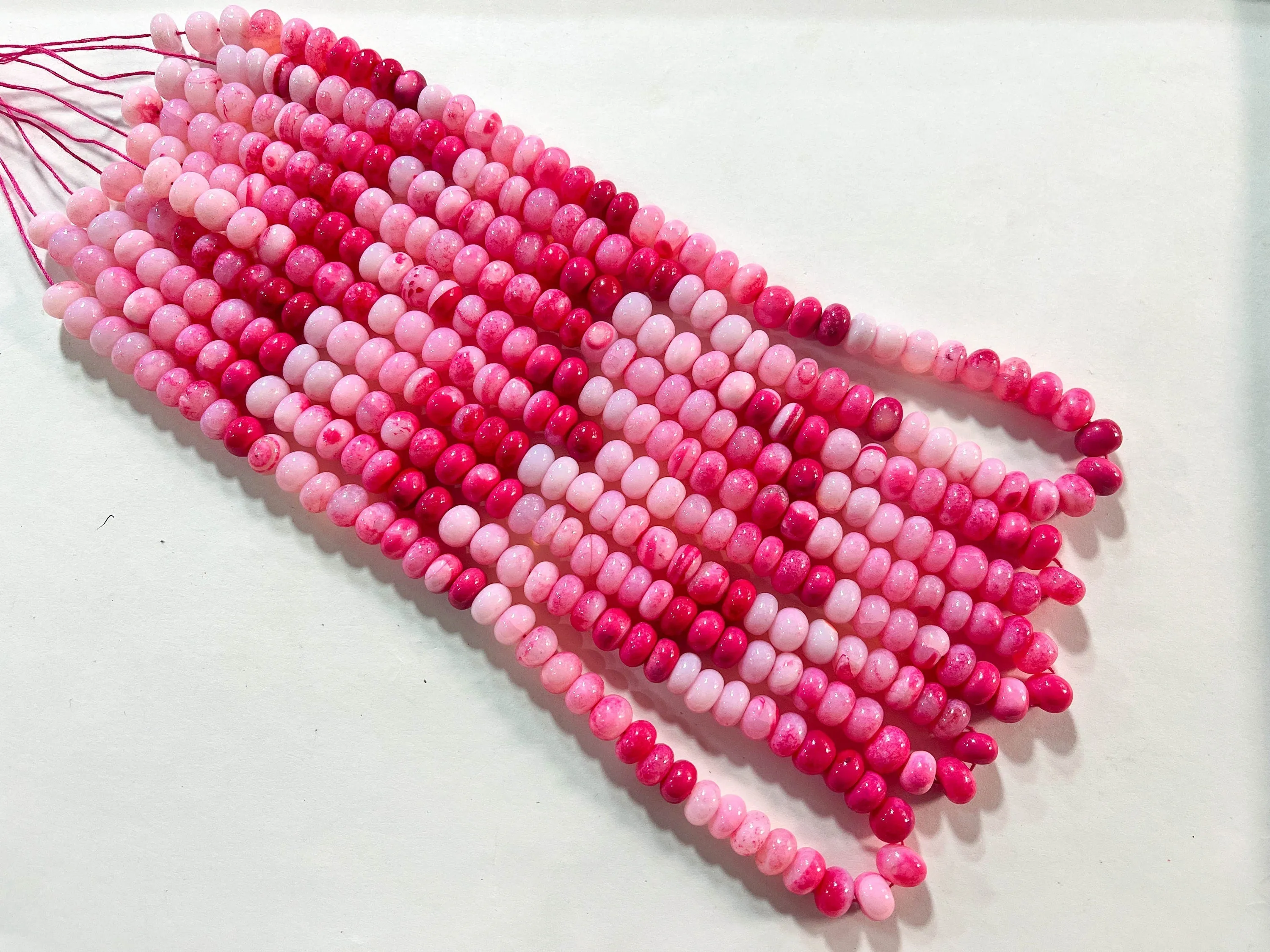 Beautiful Candy Pink Opal Smooth Rondelle Shape Beads