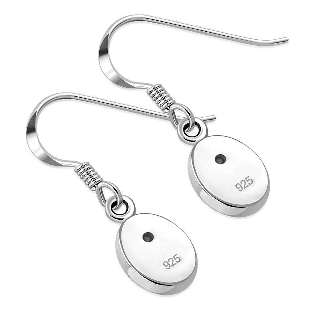 Black Onyx Oval Silver Earrings