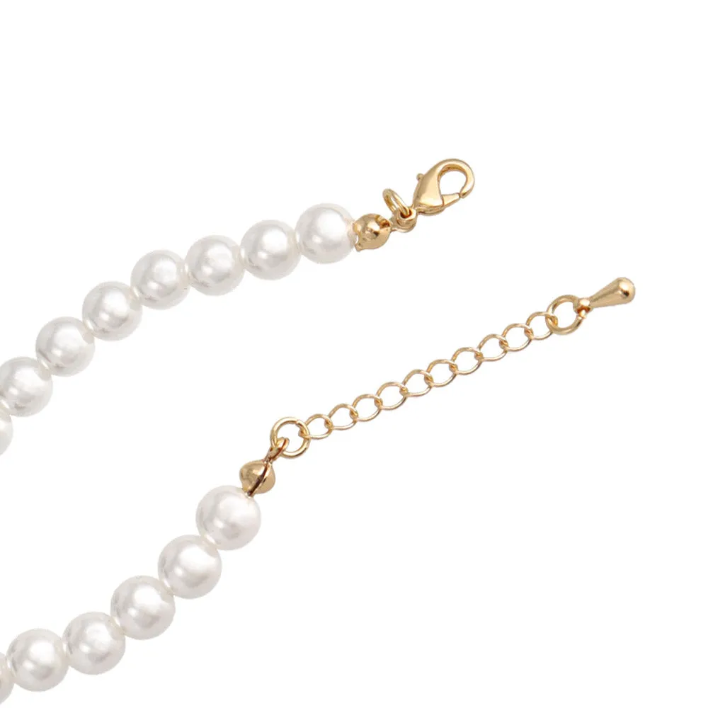 Black Sheer Bow Pearl Chain Bracelet