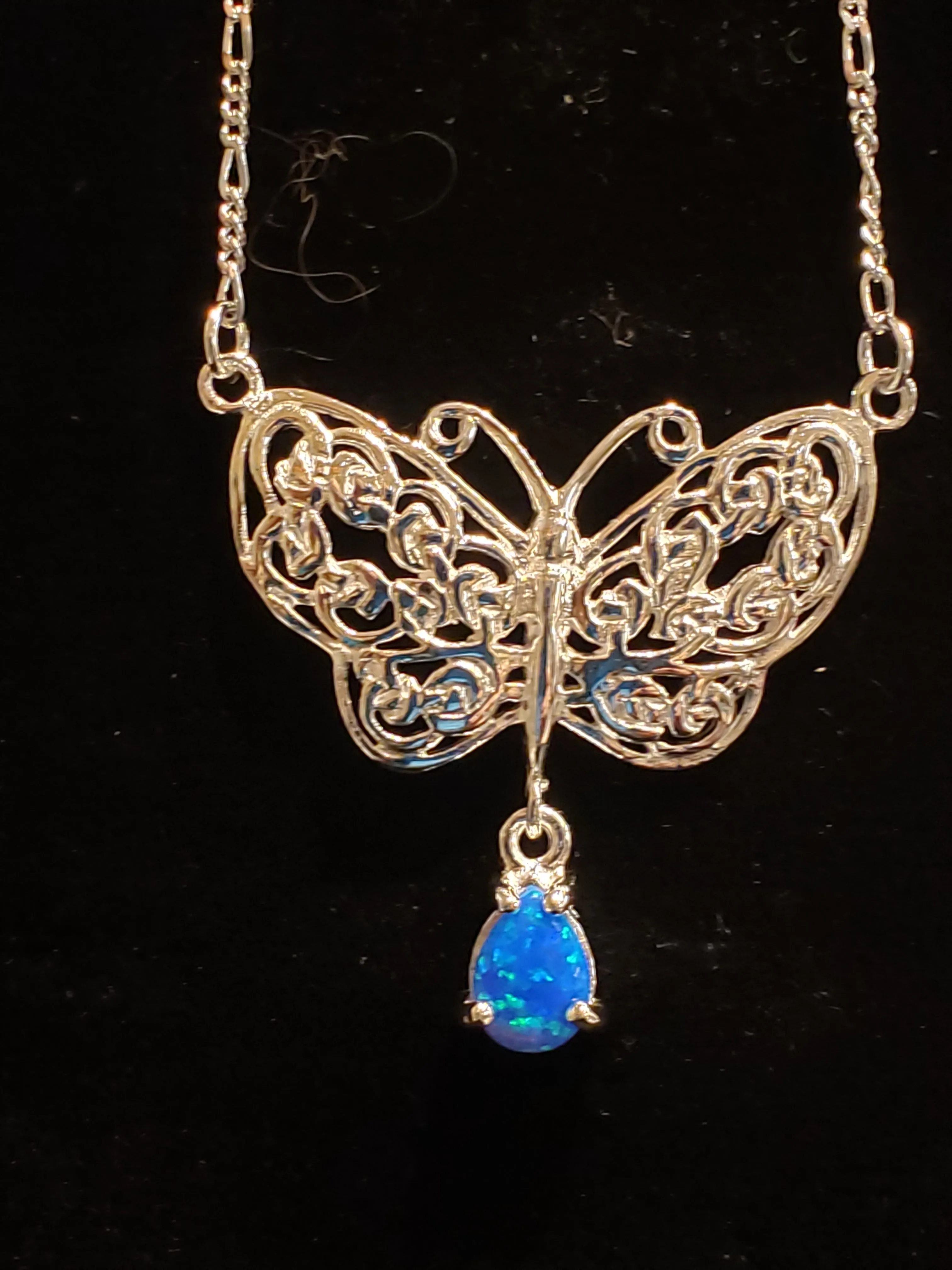 BLUE OPAL BUTTERFLY NECKLACE