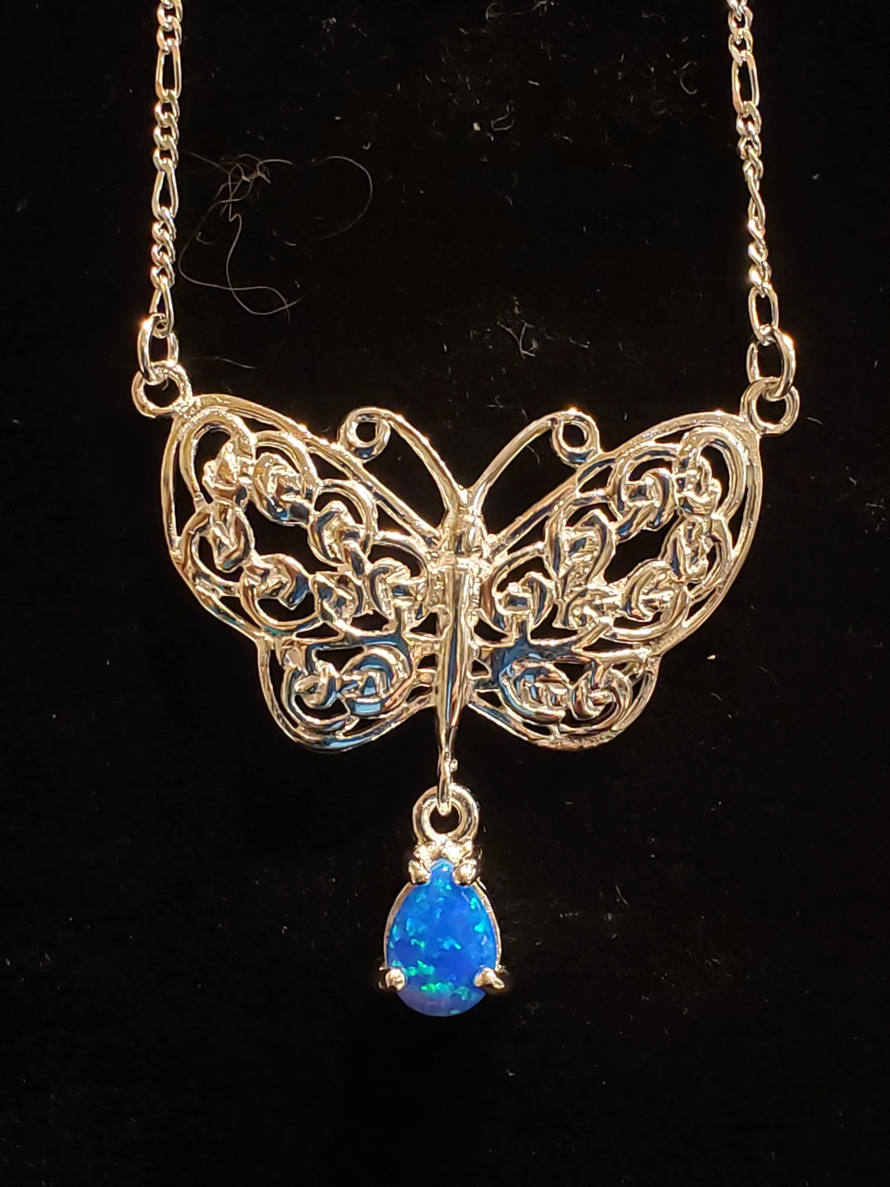 BLUE OPAL BUTTERFLY NECKLACE