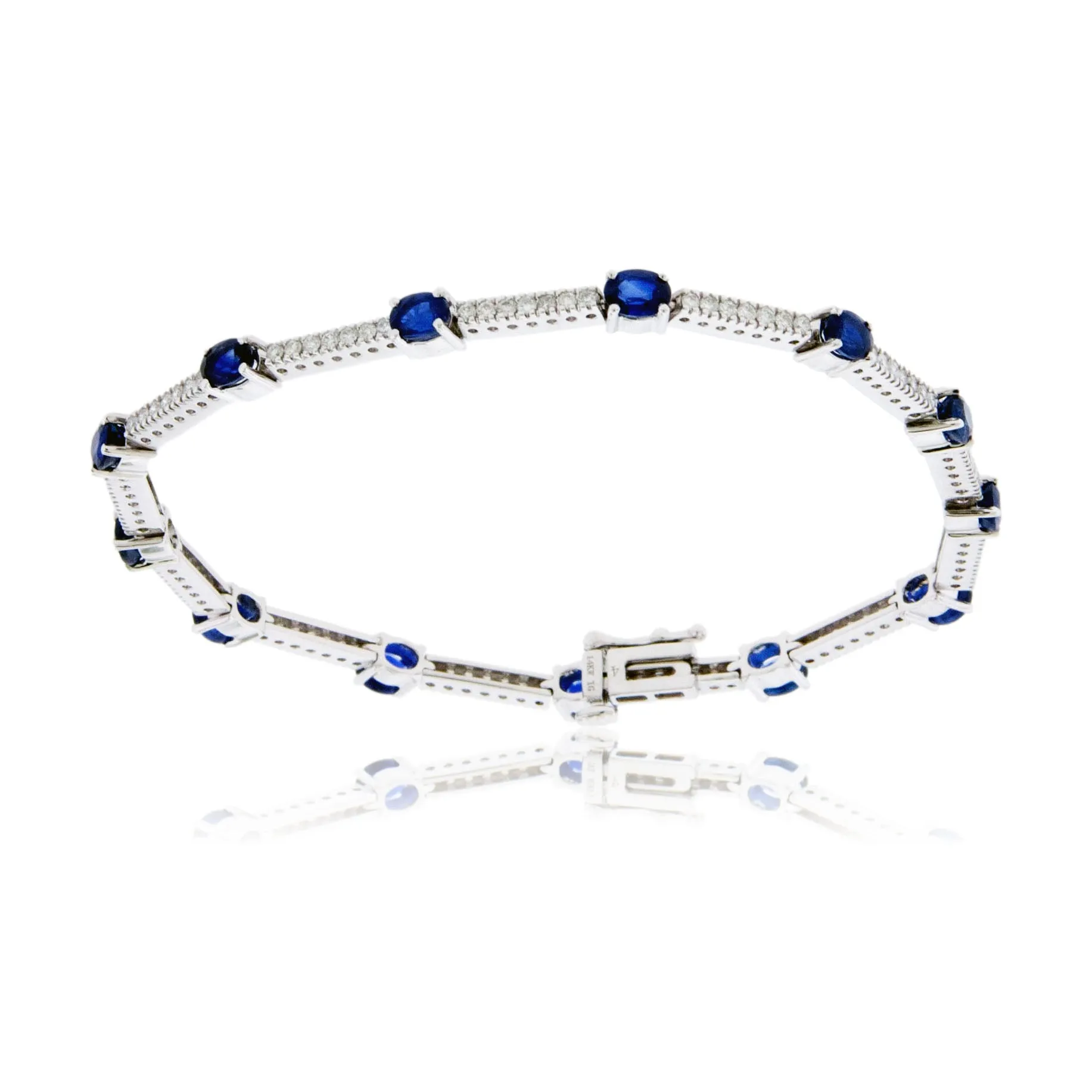 Blue Sapphire & Diamond Channel Tennis Style Bracelet