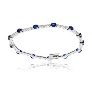 Blue Sapphire & Diamond Channel Tennis Style Bracelet