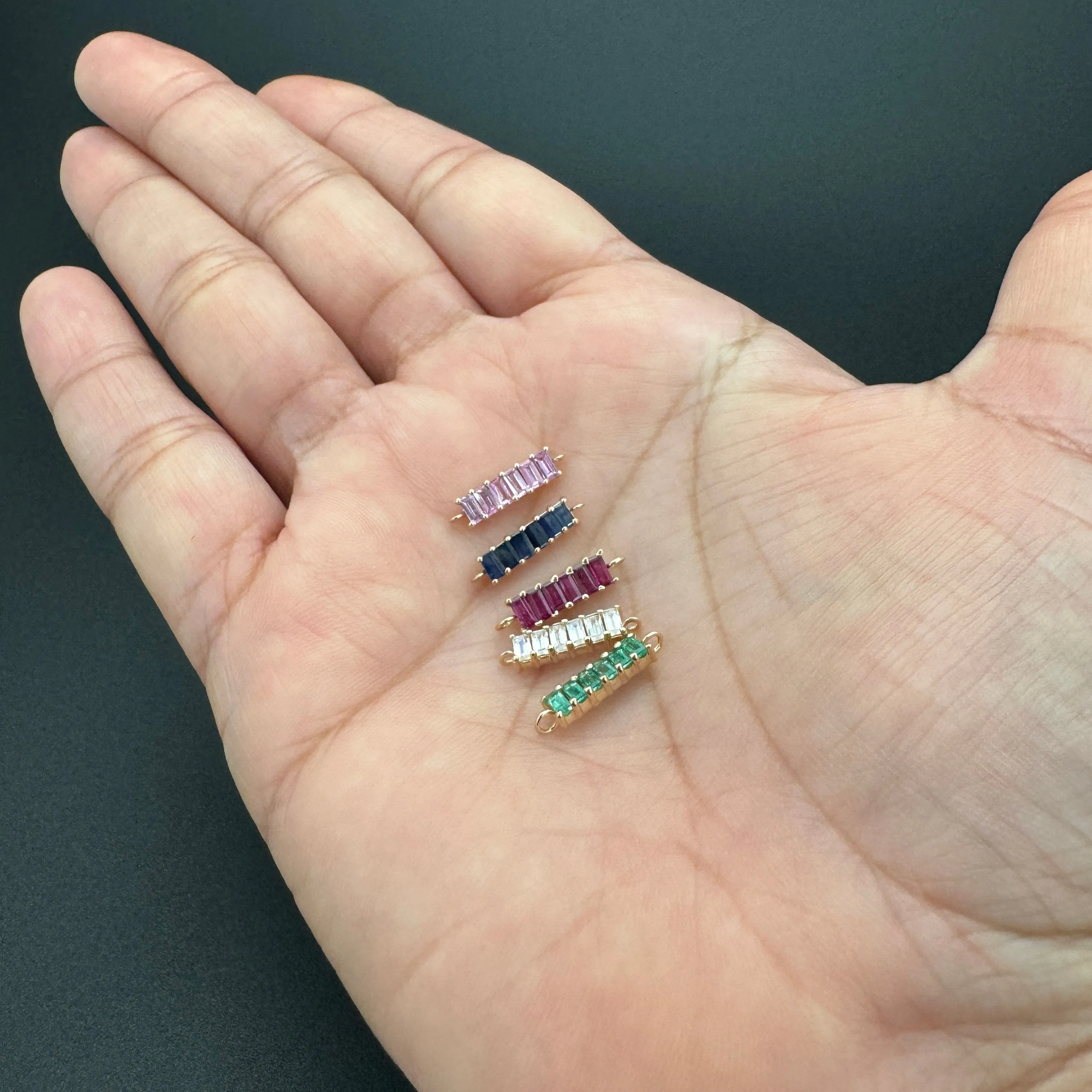 Blue Sapphire Jewelry Connector 10.20x3.20mm