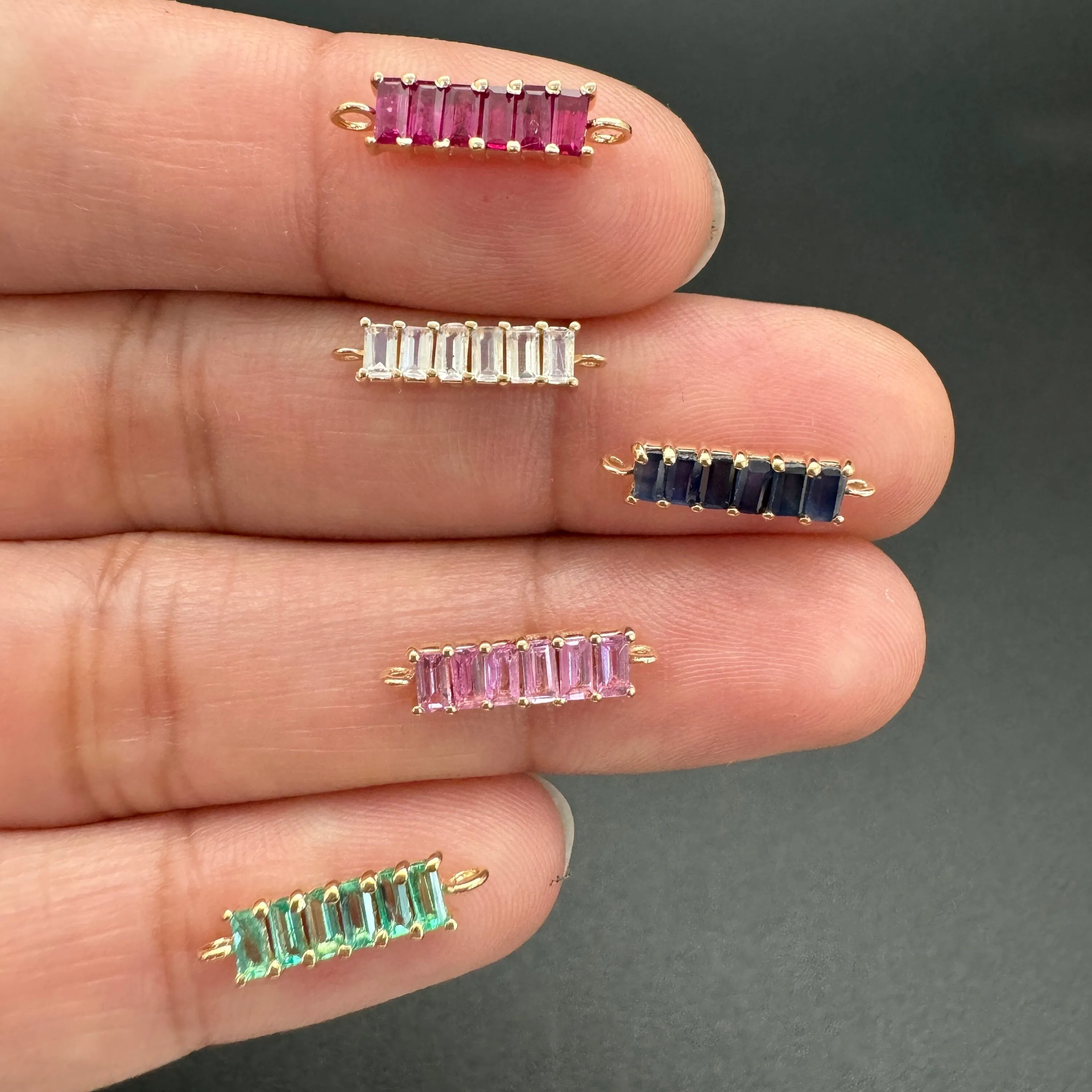 Blue Sapphire Jewelry Connector 10.20x3.20mm