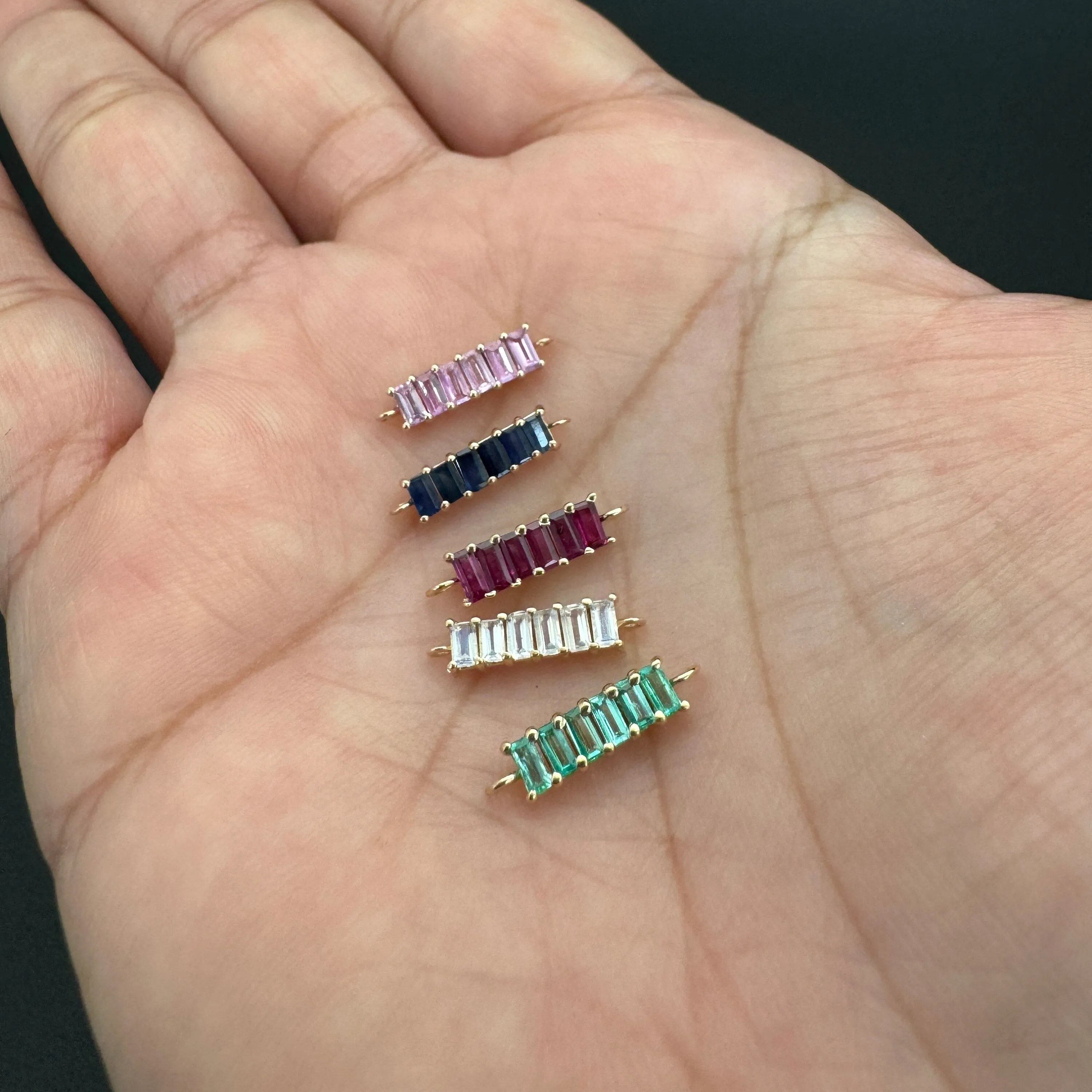 Blue Sapphire Jewelry Connector 10.20x3.20mm