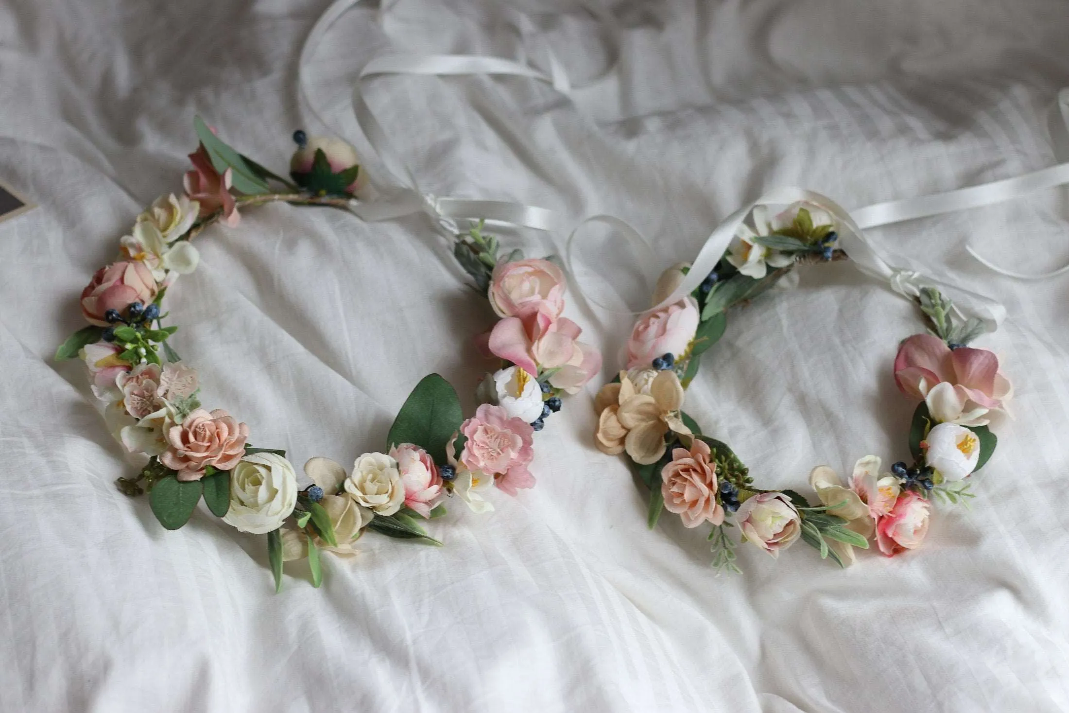 Blush Pink Paper Rose and Silk Cherry Blossom Crown