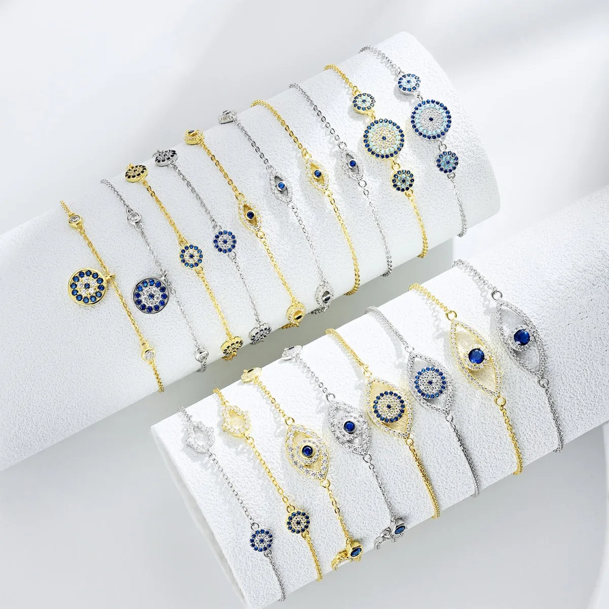 Cali Pave Triple Round Evil Eye Bracelet