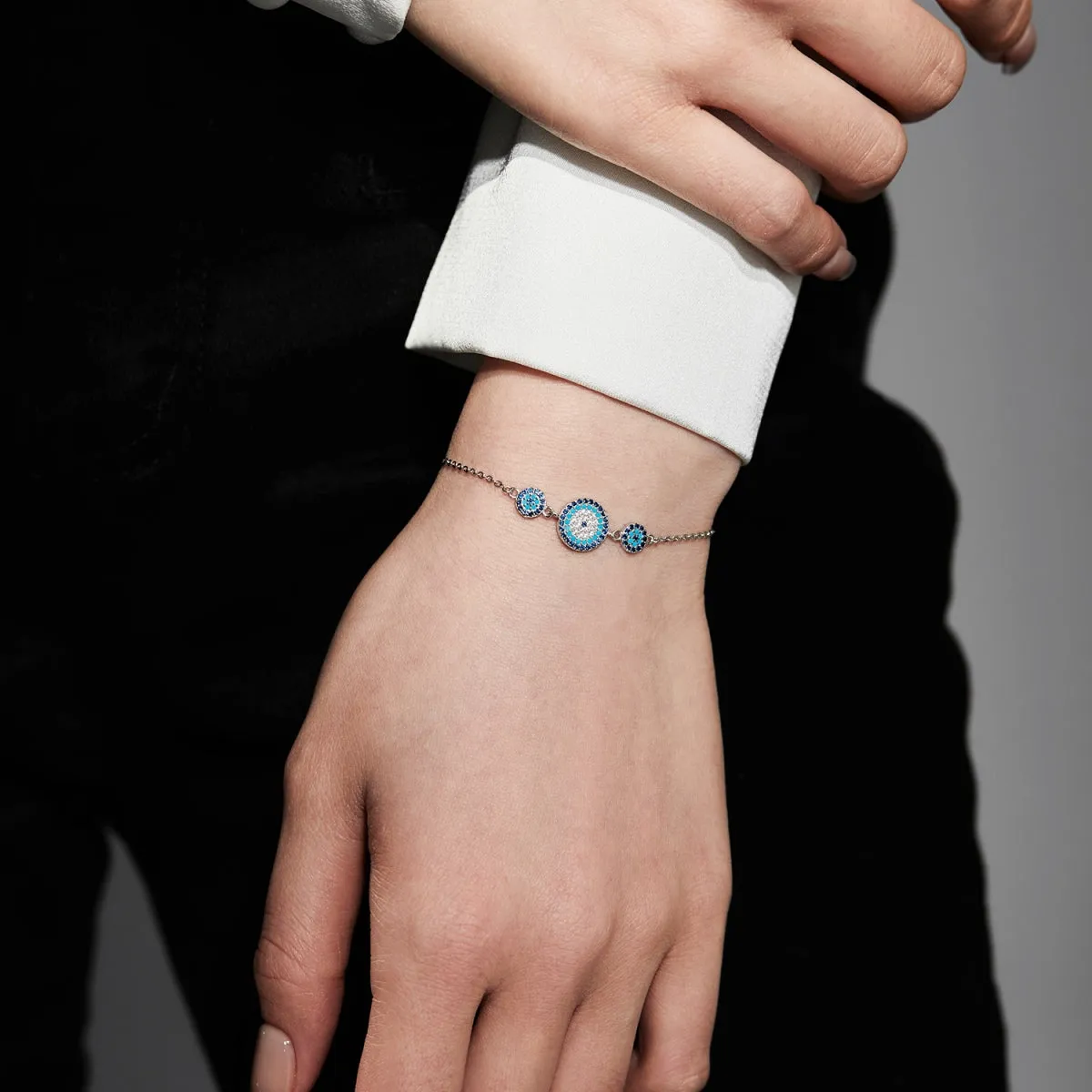 Cali Pave Triple Round Evil Eye Bracelet