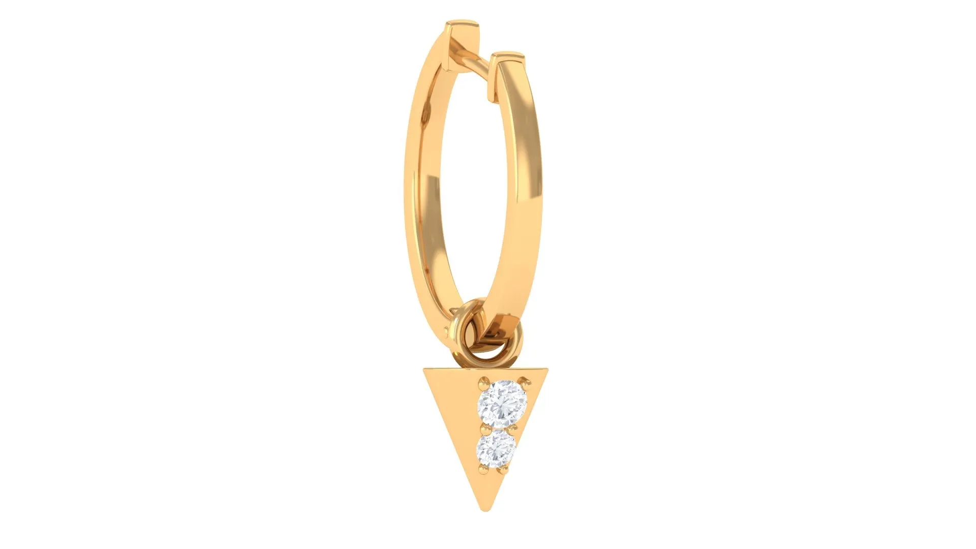 Certified Moissanite Triangle Hoop Drop Earring for Helix Piercing
