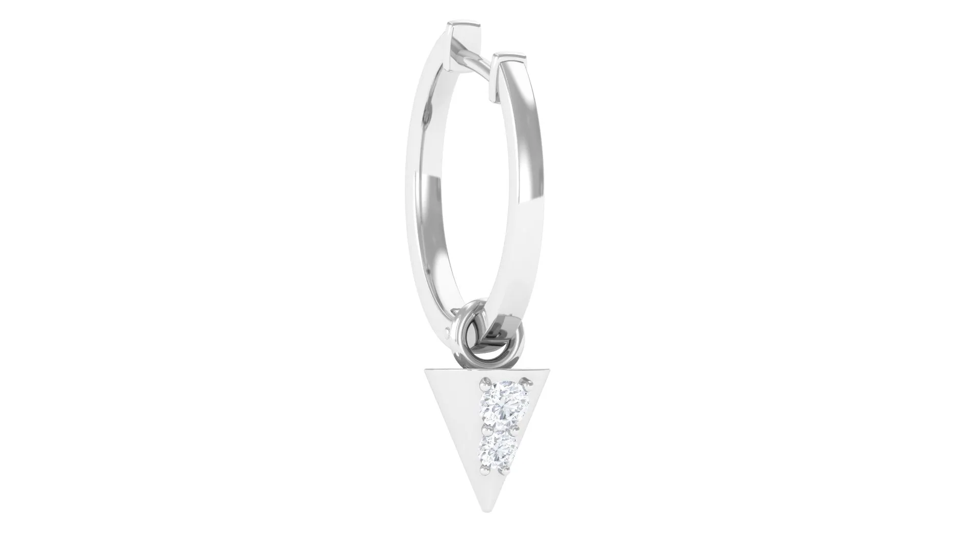 Certified Moissanite Triangle Hoop Drop Earring for Helix Piercing
