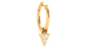 Certified Moissanite Triangle Hoop Drop Earring for Helix Piercing