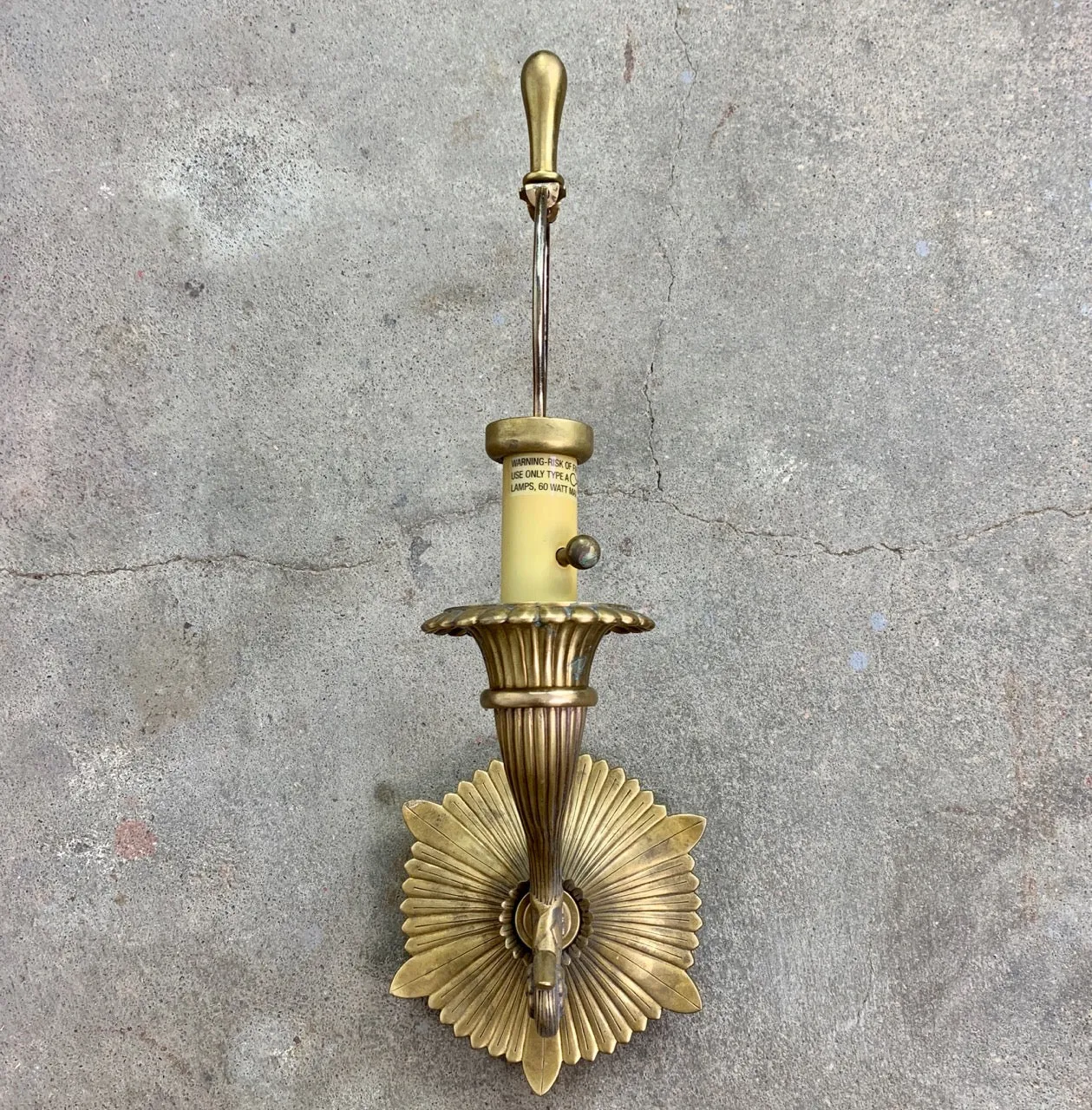 Chapman Manufacturing Co. Solid Brass Wall Light Sconce, Vintage