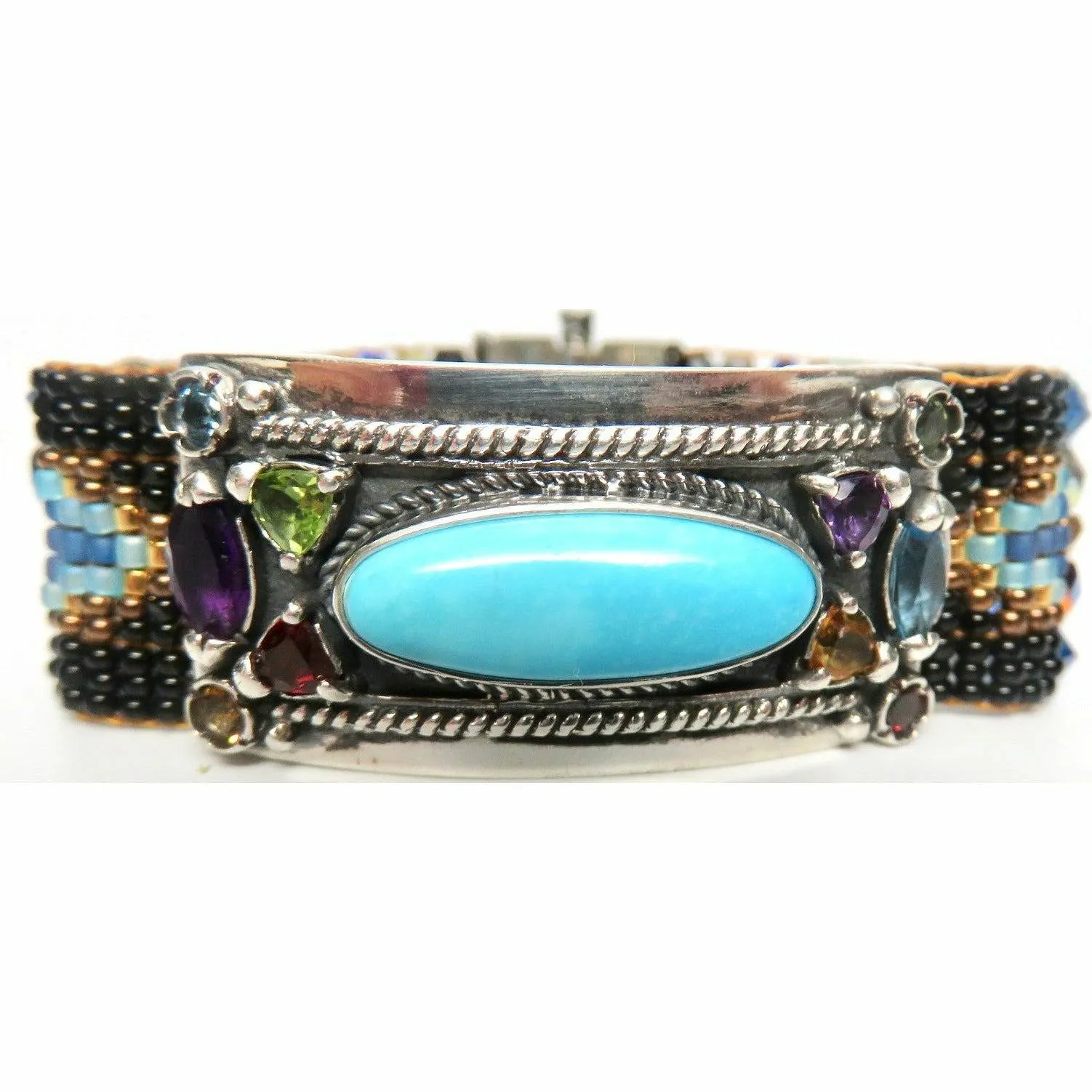 Chili Rose Cowgirl Bracelet  Jet & Turquoise  Gemstone Bracelet