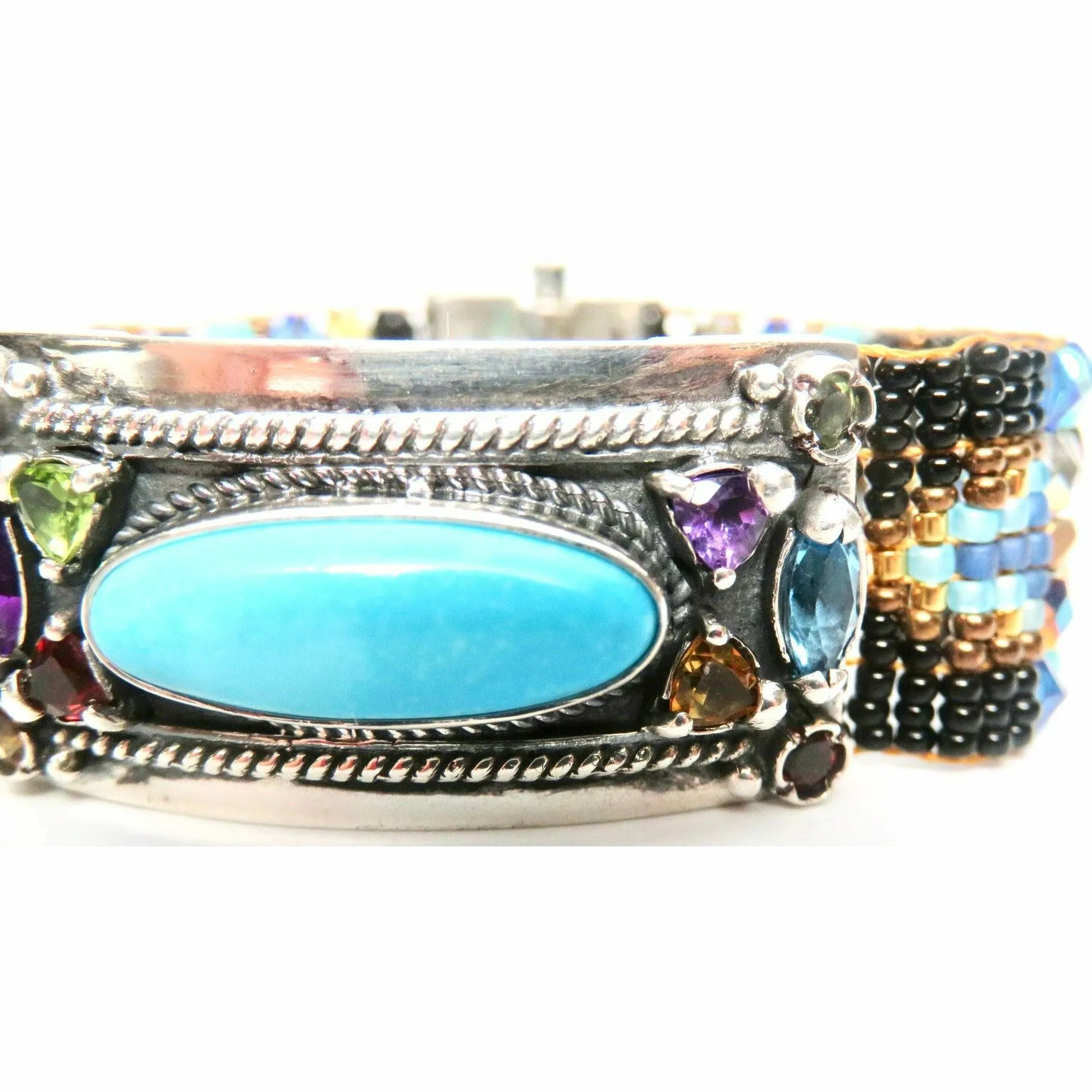 Chili Rose Cowgirl Bracelet  Jet & Turquoise  Gemstone Bracelet