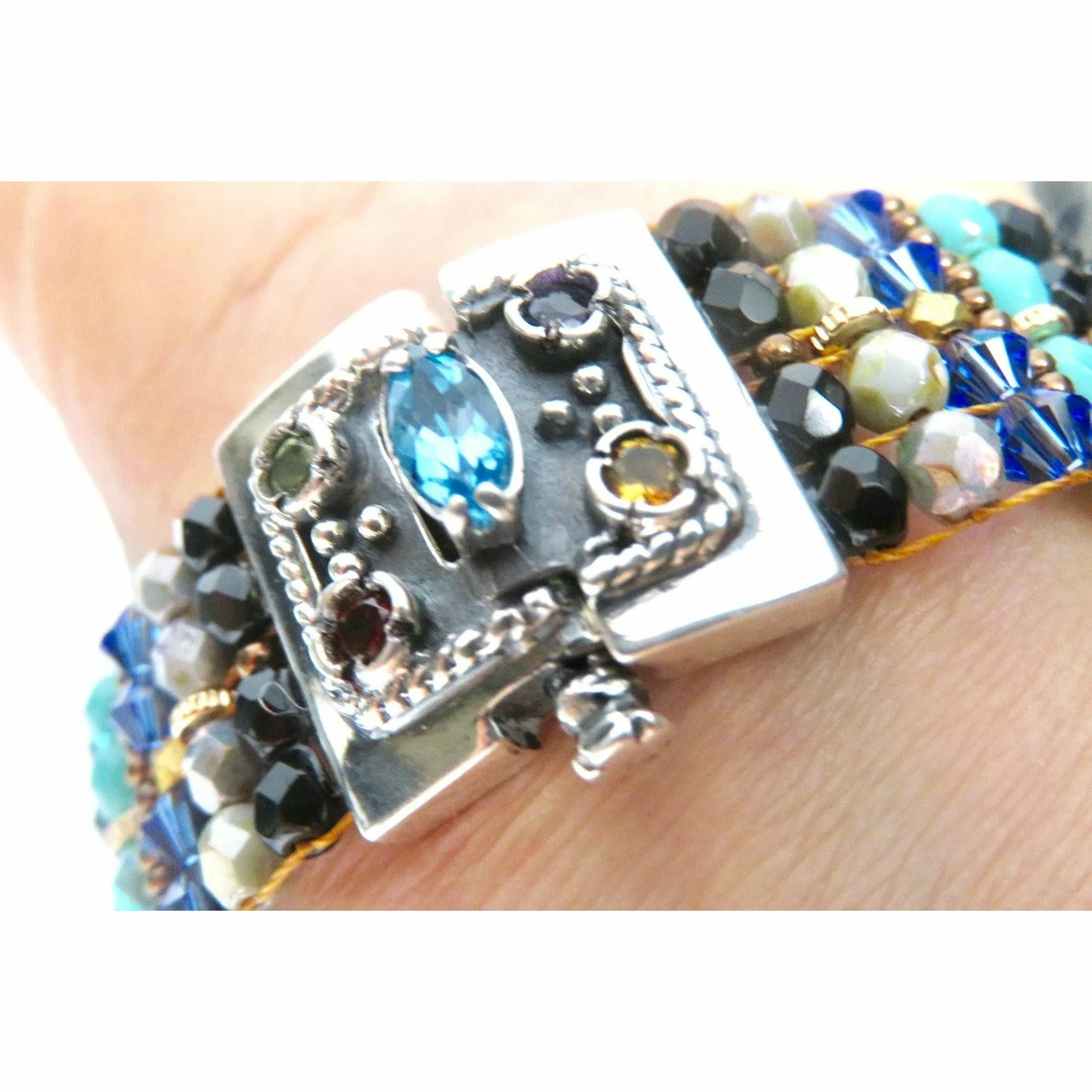 Chili Rose Cowgirl Bracelet  Jet & Turquoise  Gemstone Bracelet