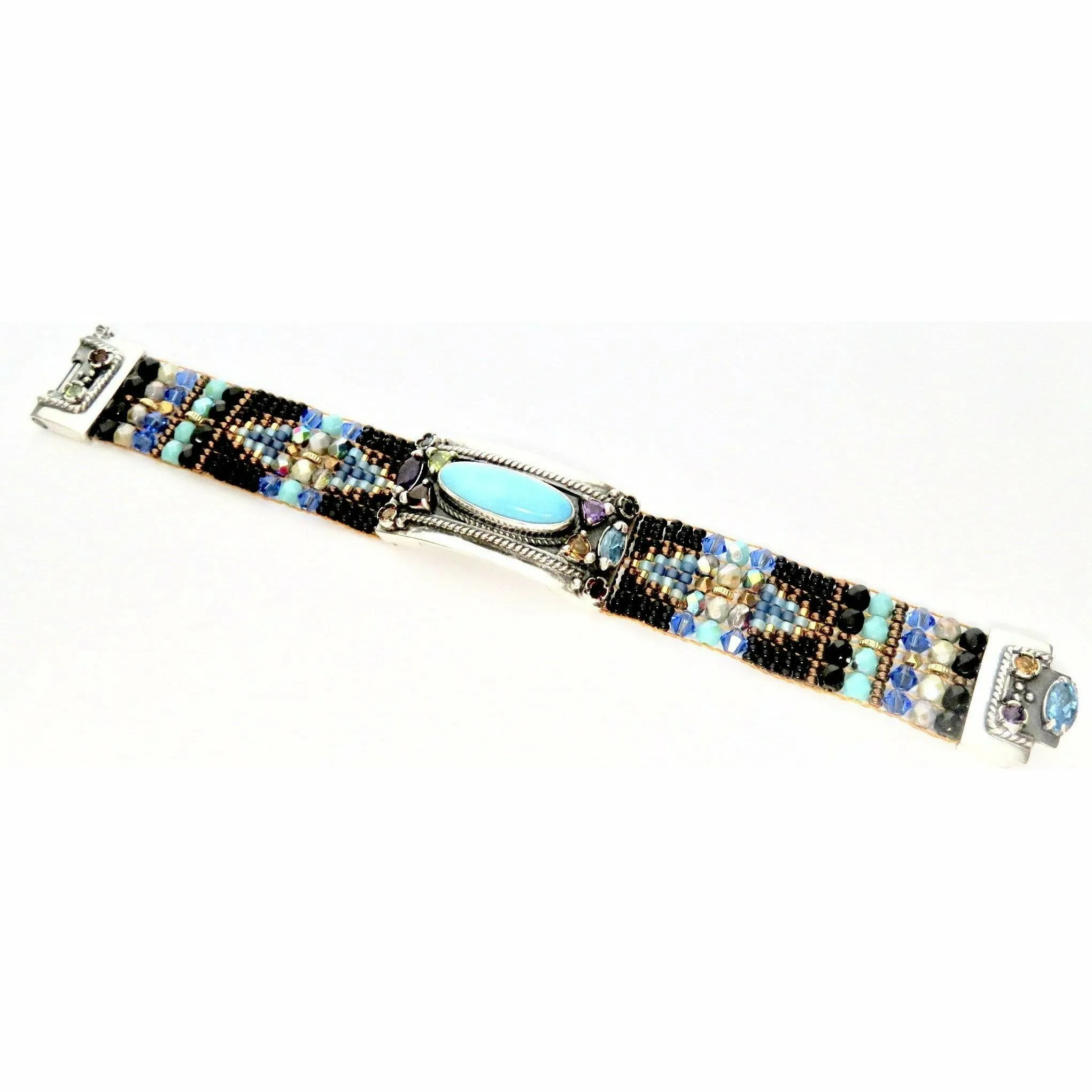 Chili Rose Cowgirl Bracelet  Jet & Turquoise  Gemstone Bracelet